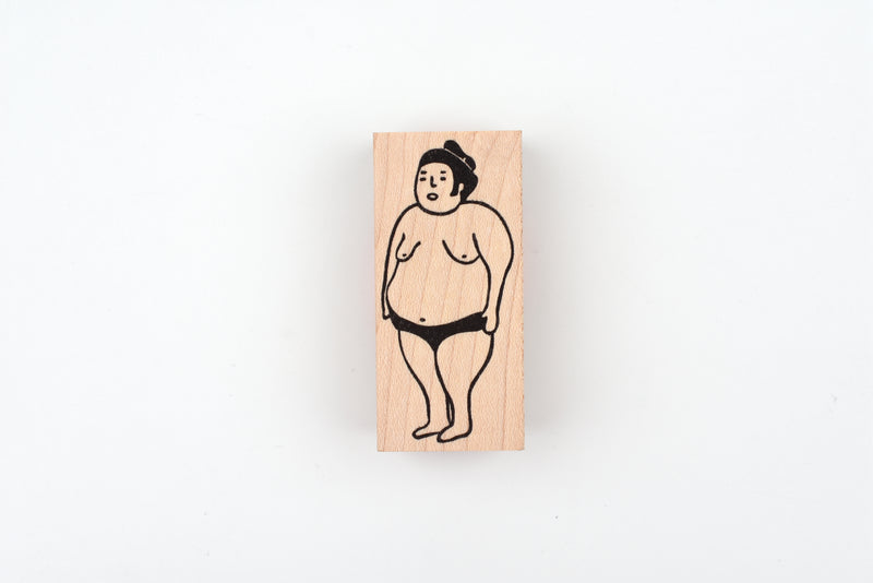 RiraRira Wooden Rubber Stamp - Standing Sumo Wrestler