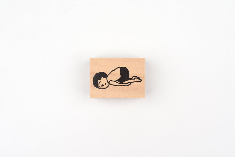 RiraRira Wooden Rubber Stamp - Tired Mamoru-kun
