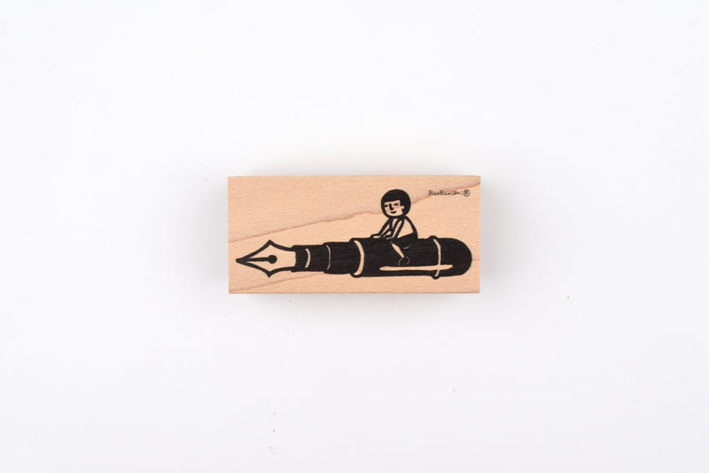 RiraRira Wooden Rubber Stamp - Mamoru-kun's Fountain Pen