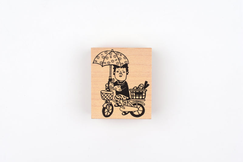 RiraRira Wooden Rubber Stamp - Seki-san's Bike