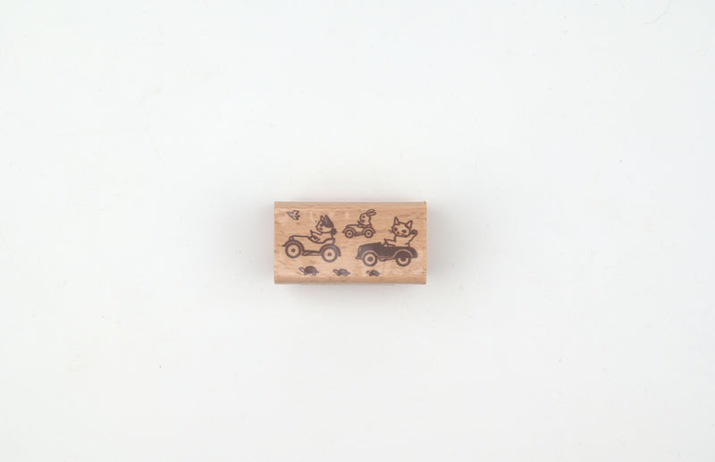 Pottering Cat Wooden Stamp - Large - Pedal Car