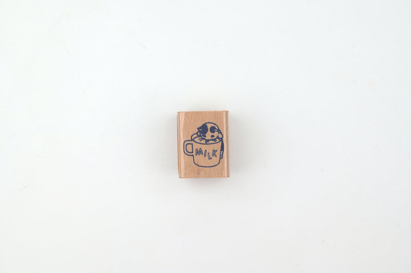 Pottering Cat Wooden Stamp - Small - Milk