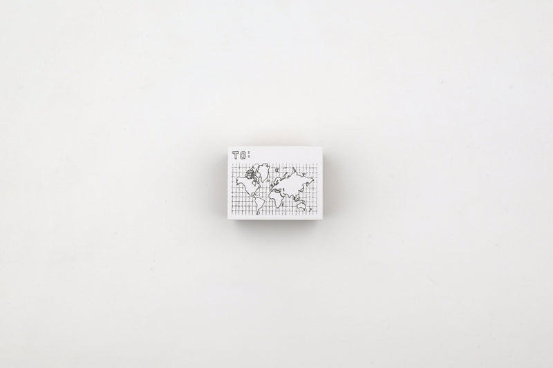 LCN Wooden Rubber Stamp - World Map