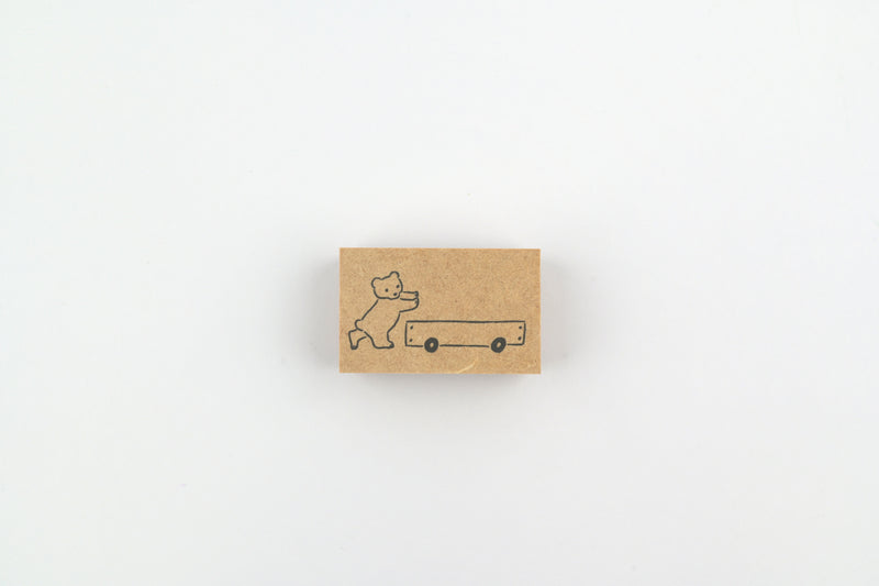 Stamp Marche Rubber Stamp - Labetomo - Bear Cart