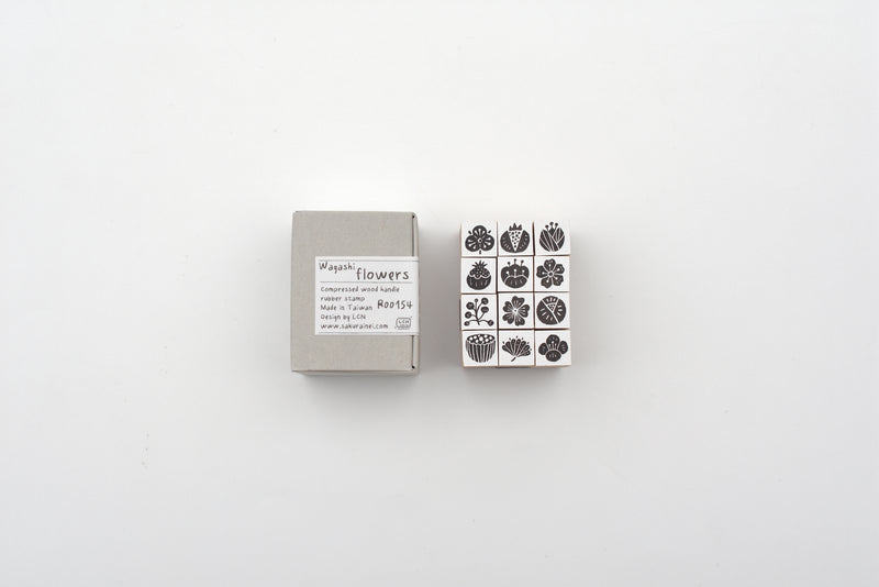 LCN Wooden Rubber Stamp Set - Wagashi Flowers