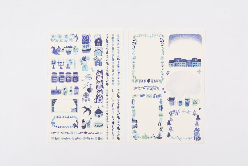 Yuru Log 2 Sheets Sticker - Blue Nordic