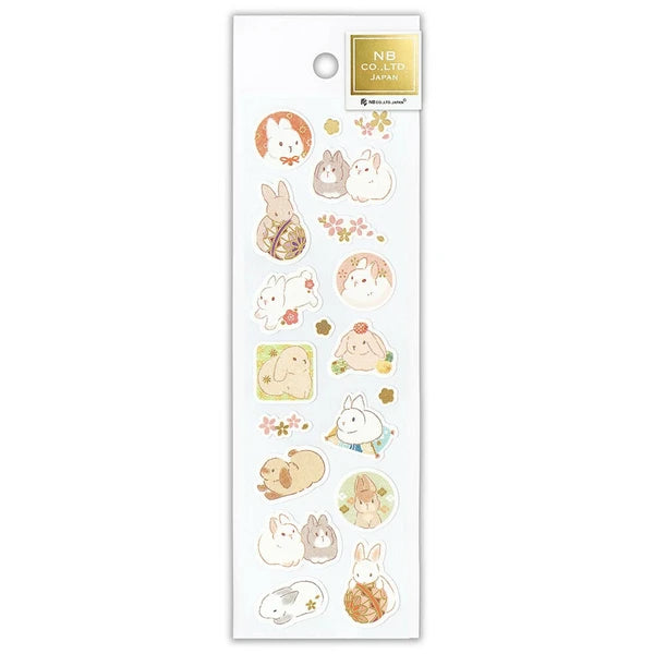NB Japanese Style Sticker Sheet - Flower Rabbit