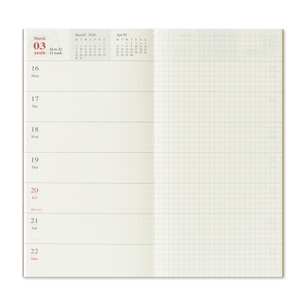 TRAVELER'S Notebook Regular Size 2026 Weekly + Memo