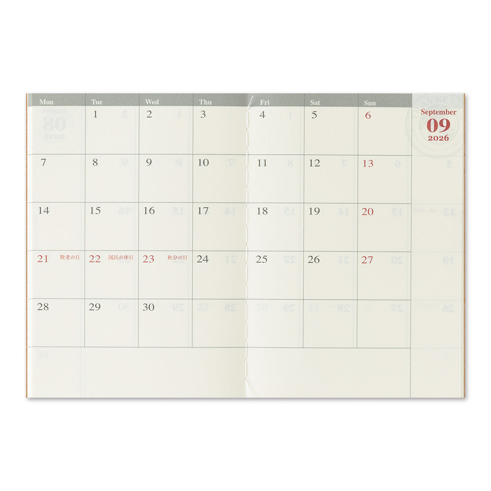TRAVELER'S Notebook Passport Size 2026 Monthly