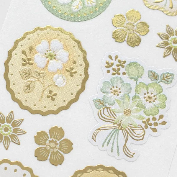 NB - PRIER Gold Foil Pearlescent Stickers - Bouquet