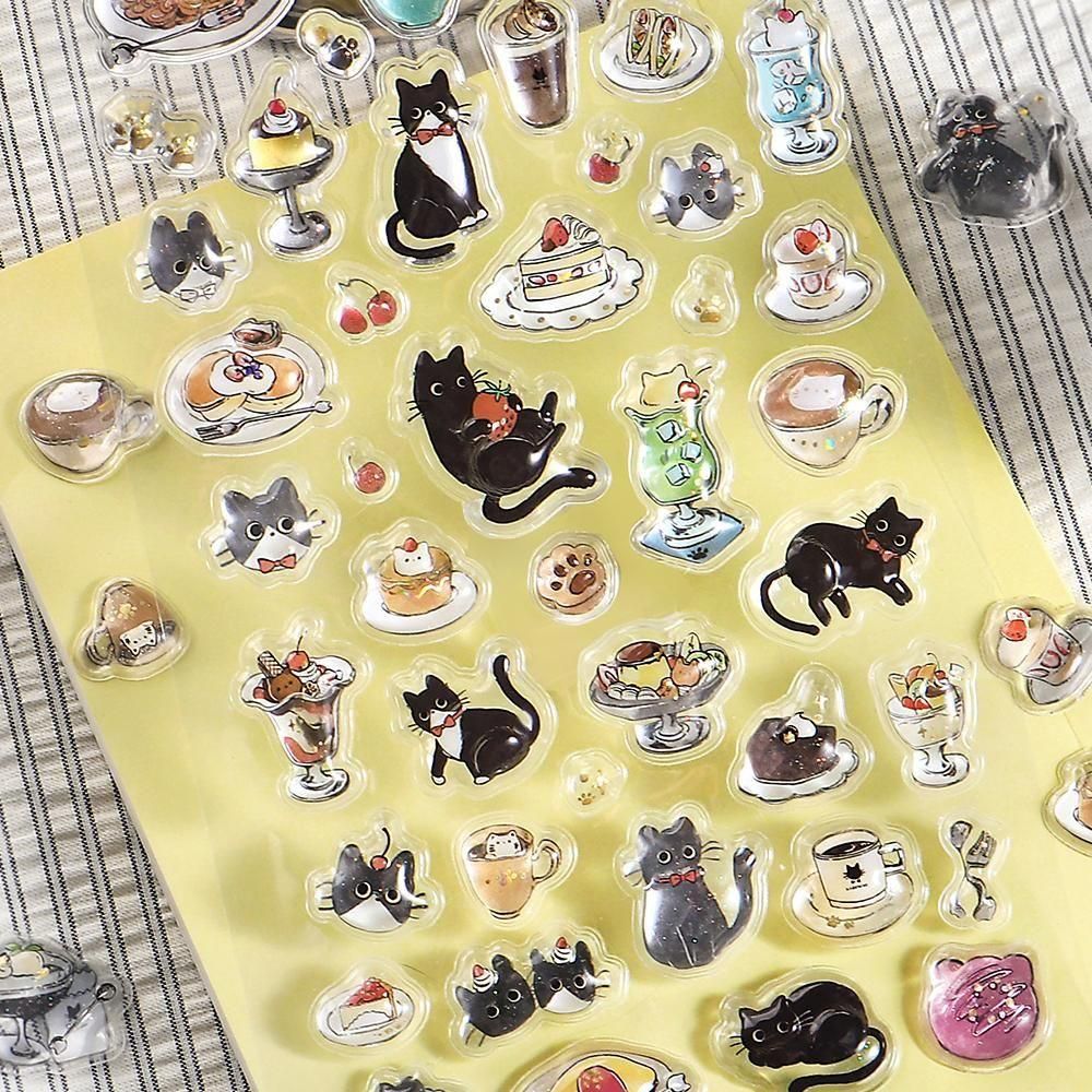 BGM 3D Sticker Sheet - Kyururun - Black Cat Cafe (Coming Soon)