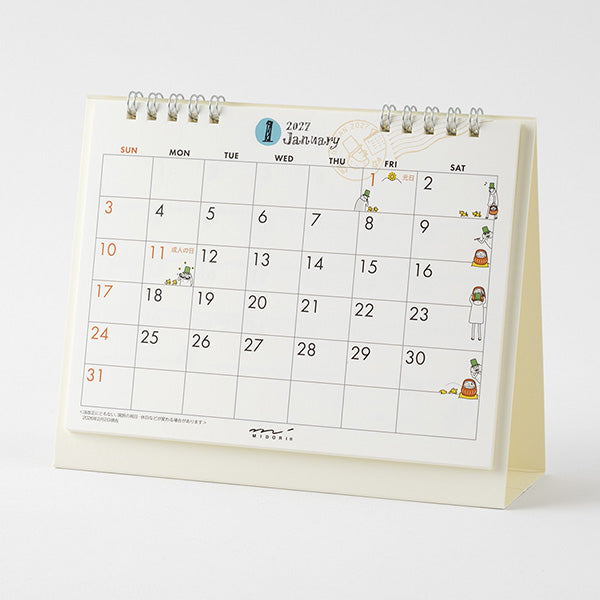Midori Desk Ring Calendar - Ojisan - Medium - 2027