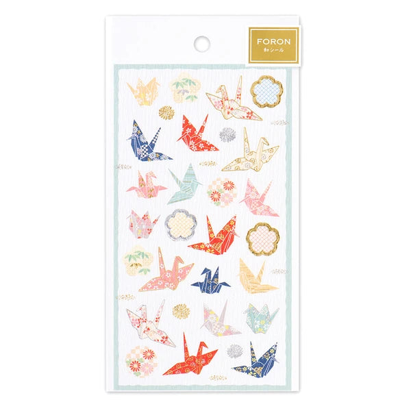 NB Japanese Style Sticker Sheet - Crane and Japanese Pattern B
