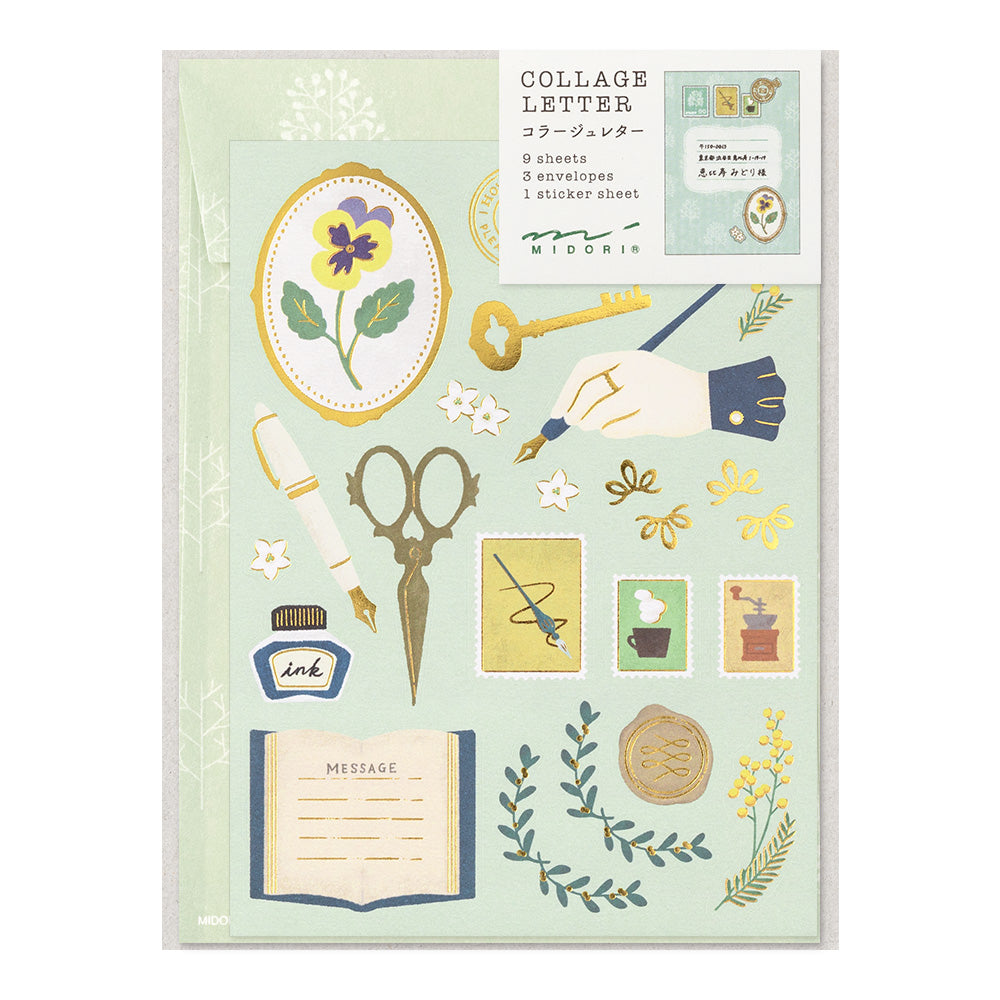 Midori Letter Set Collage Pattern - Stationery