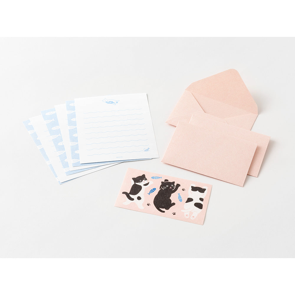 Midori Mini Letter Set with Stickers - Hungry Cat