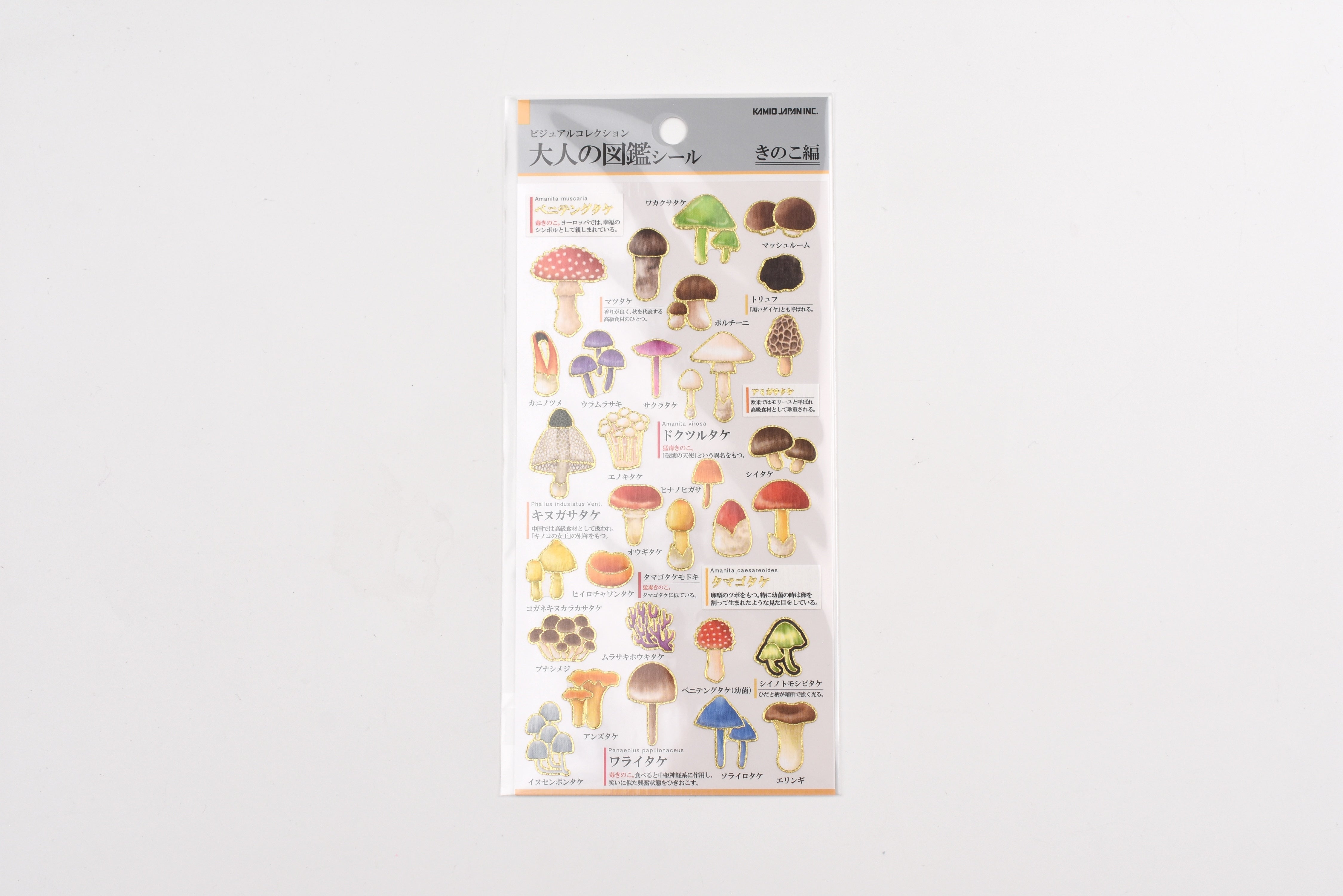 Kamio Adult Illustrated Picture Book Stickers - Mushrooms