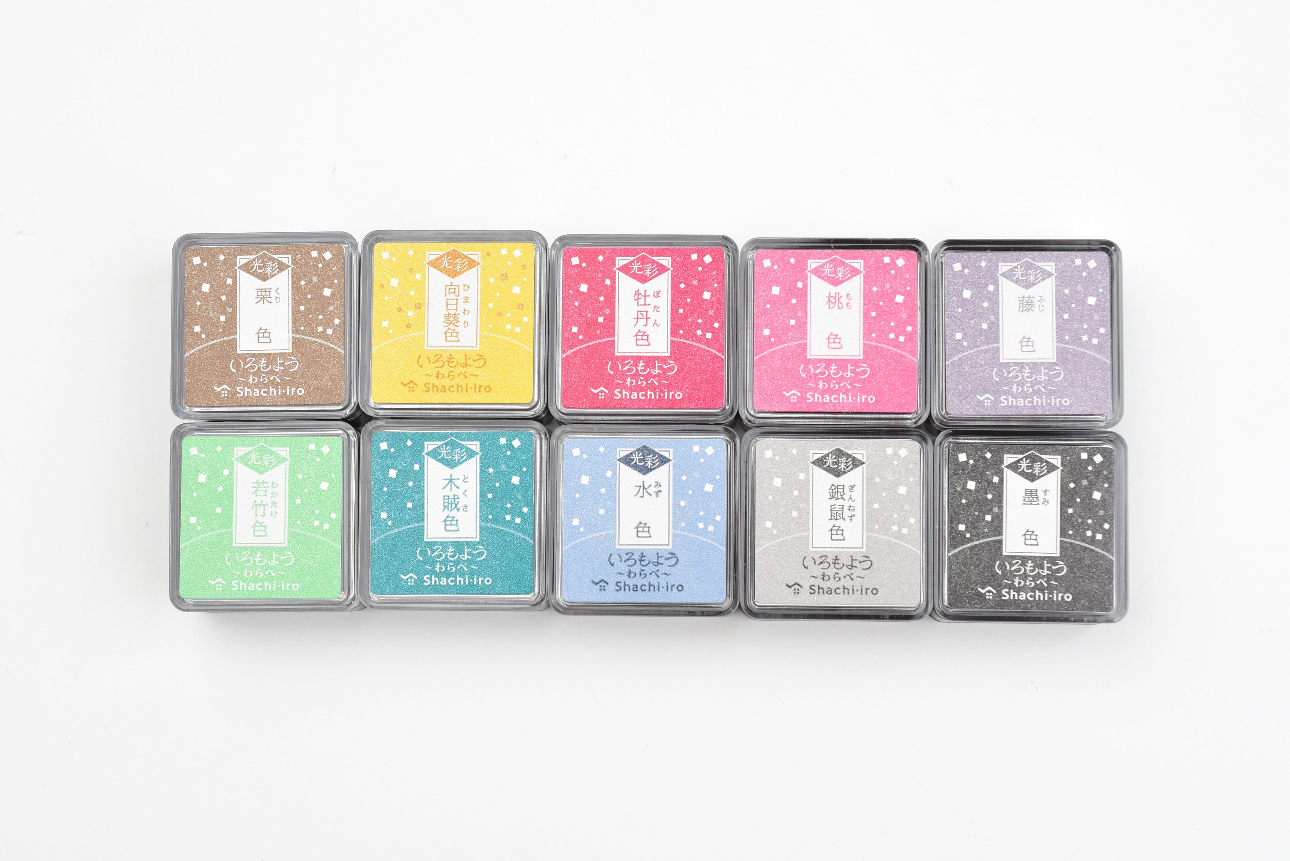 Shachihata Oil-Based Ink Pad - Iromoyo Kosai - Traditional Japanese Colors With Shimmer - Mini