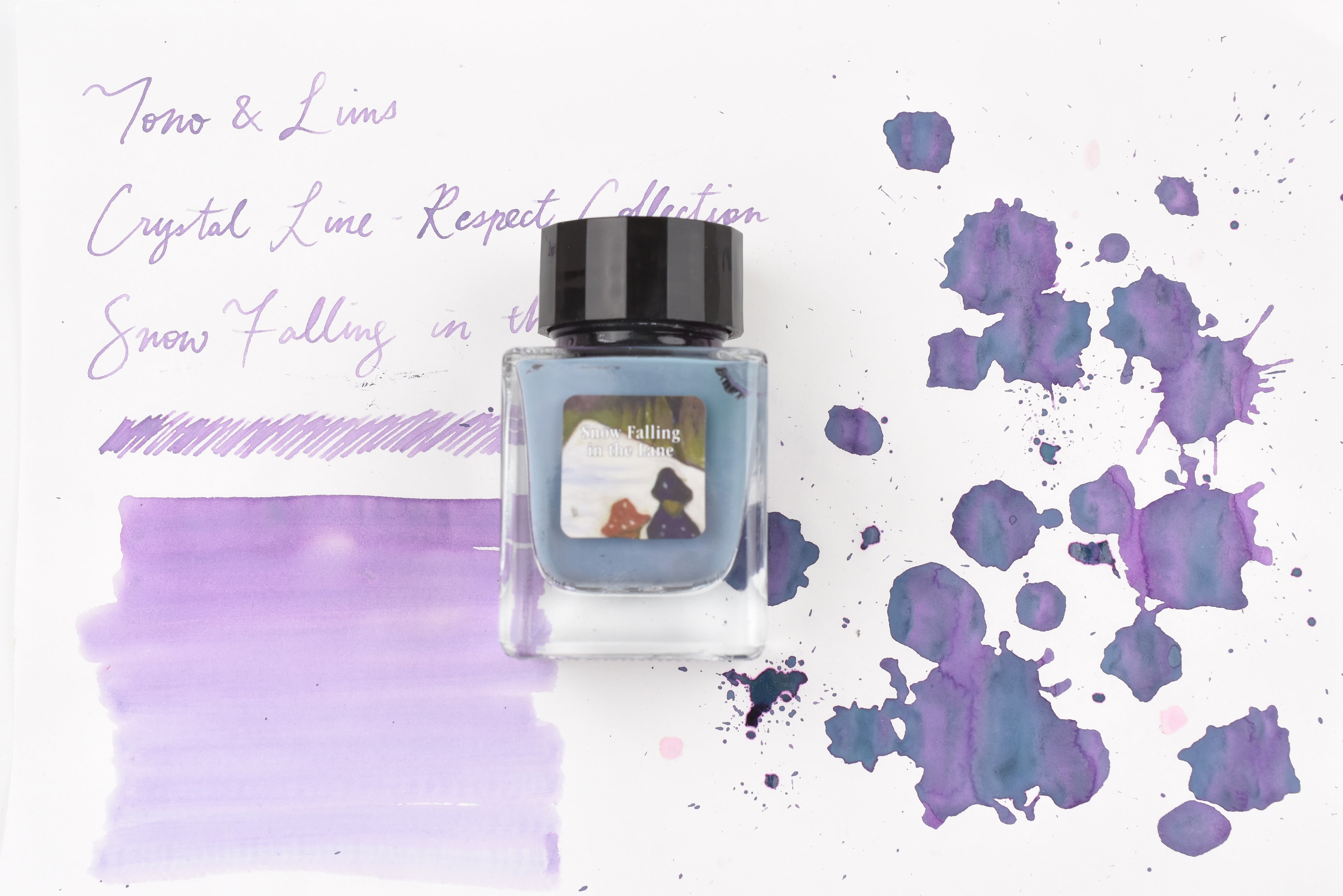 Tono & Lims Glass Pen Ink Bottle - Crystal Line - Respect Collection - Snow Falling in the Lane - 30ml
