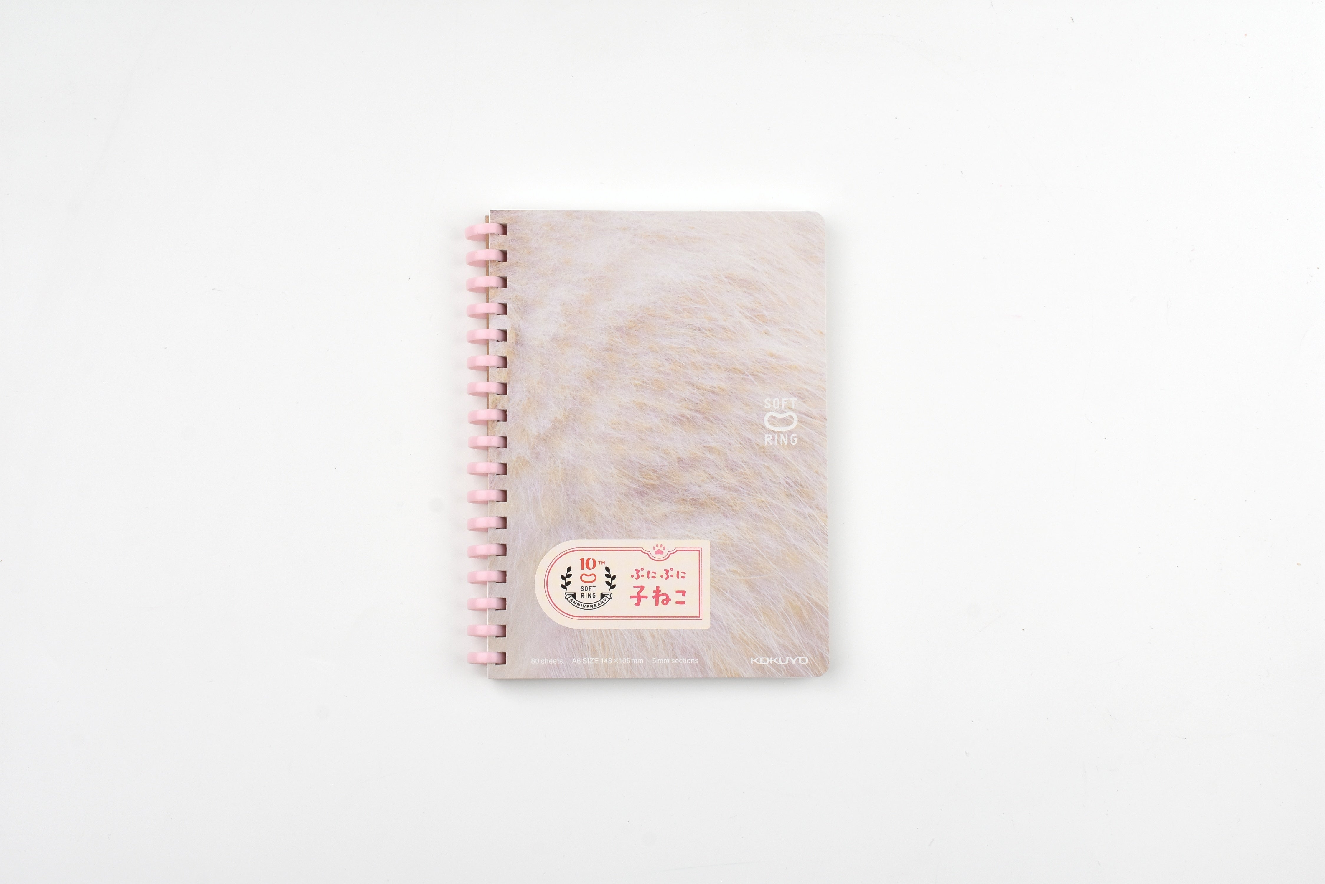 Kokuyo 10th Anniversary Soft Ring Notebook - Puni Puni Kitten - White Cat - A6 - Grid
