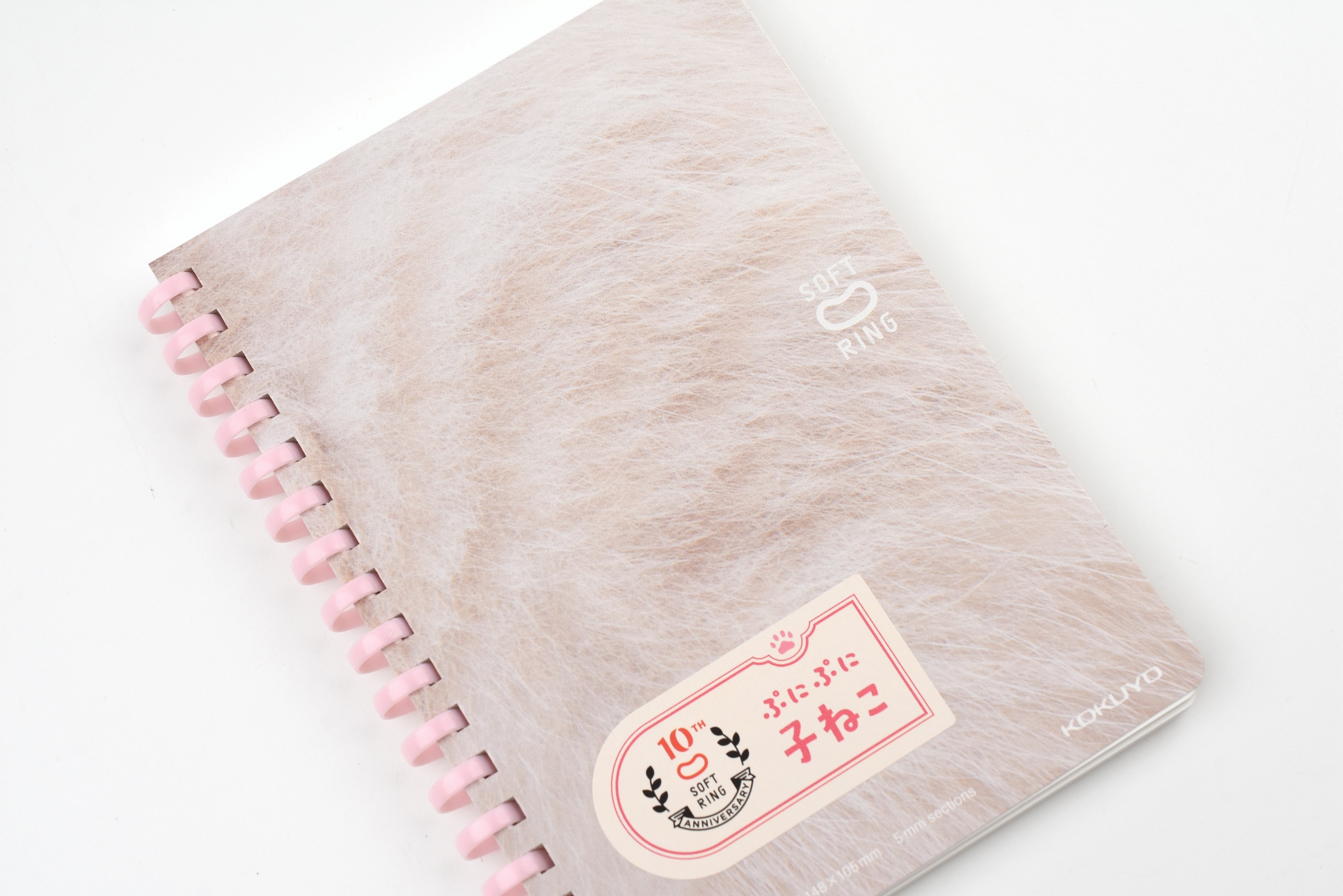 Kokuyo 10th Anniversary Soft Ring Notebook - Puni Puni Kitten - White Cat - A6 - Grid