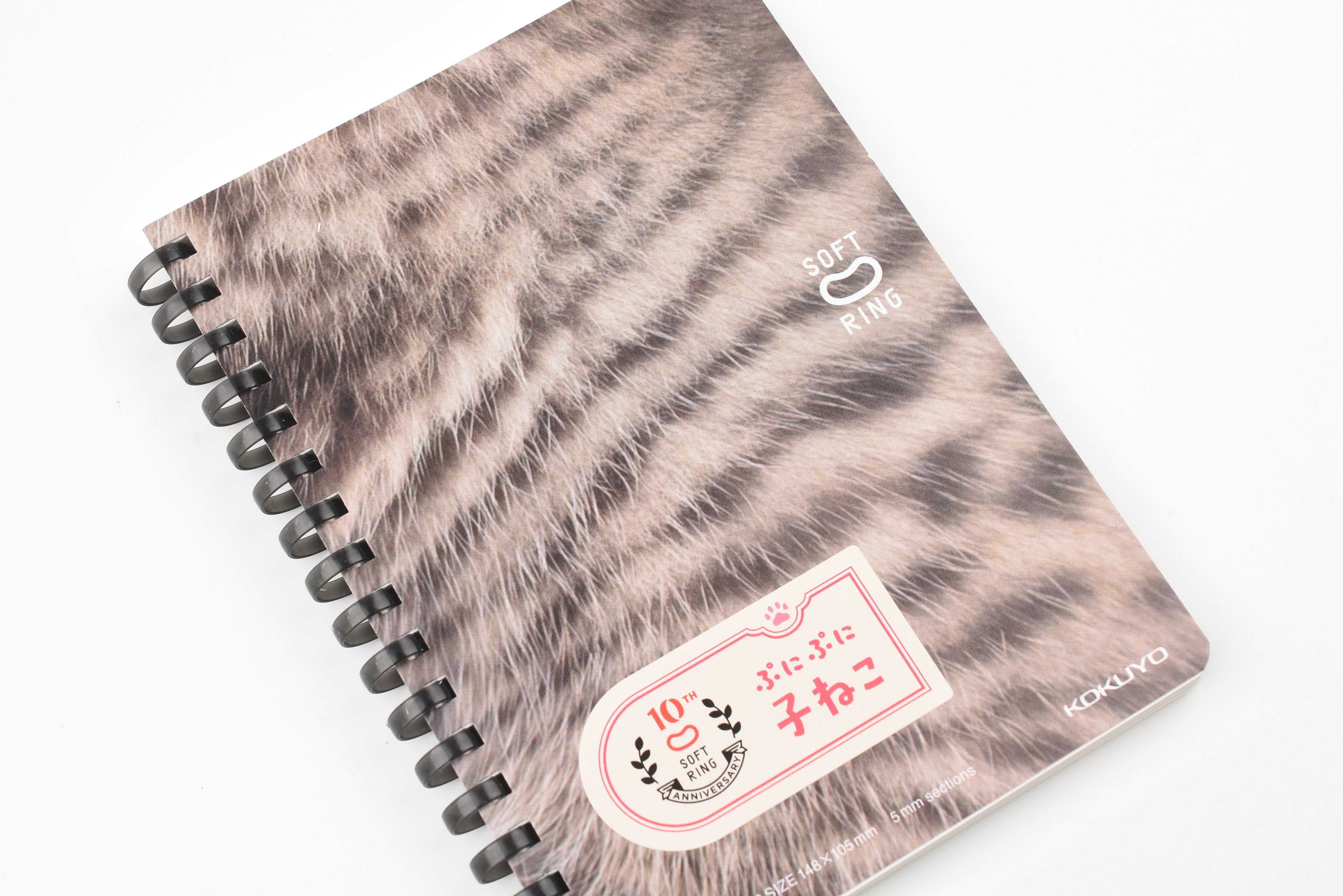 Kokuyo 10th Anniversary Soft Ring Notebook - Puni Puni Kitten - Brown Mackerel Tabby - A6 - Grid