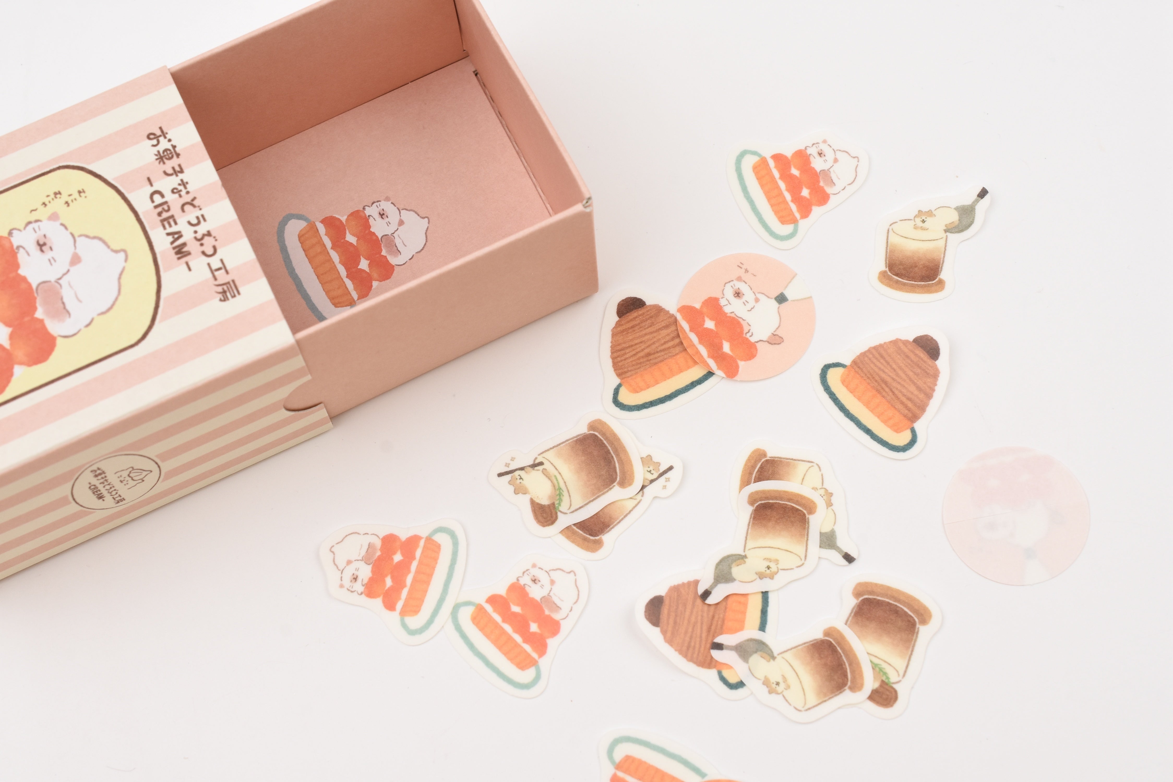 Furukawa Paper Boxed Flake Stickers - Sweets Animal Workshop - Cream