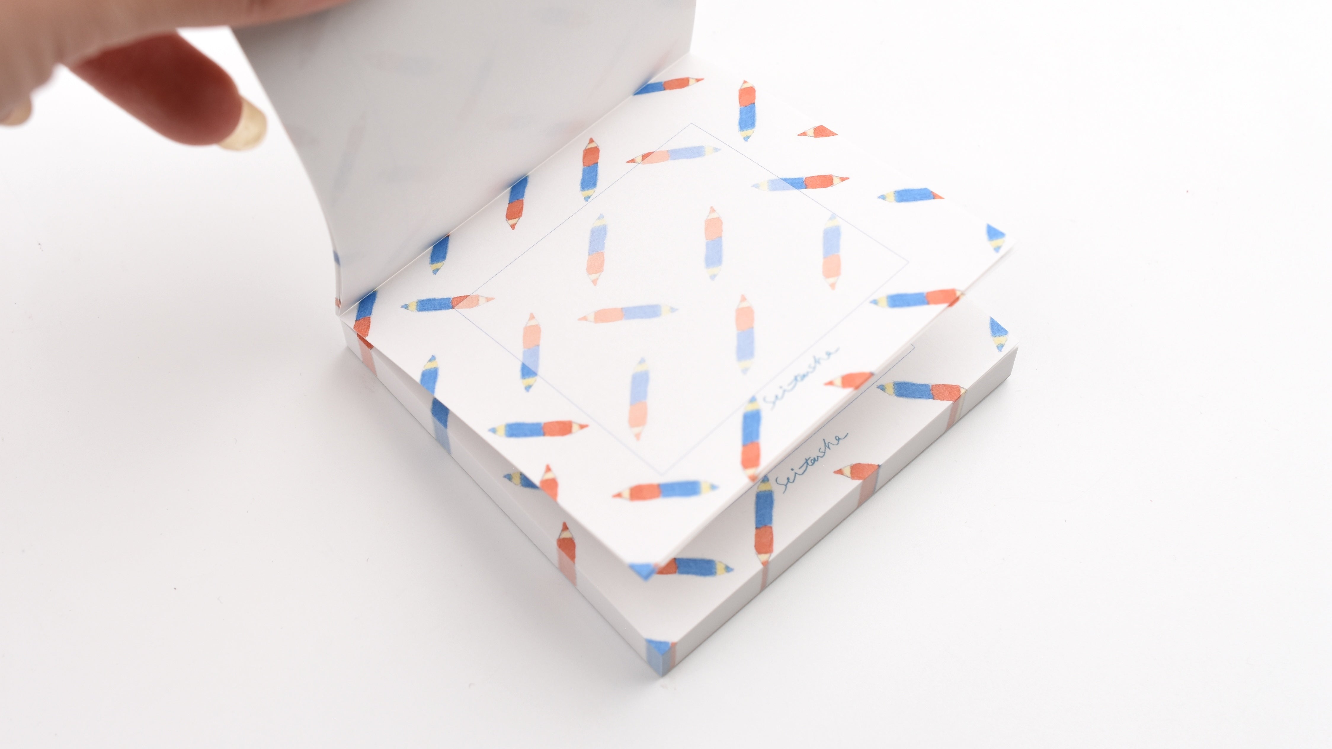 Seitousha Block Memo Pad - Red and Blue Pencils