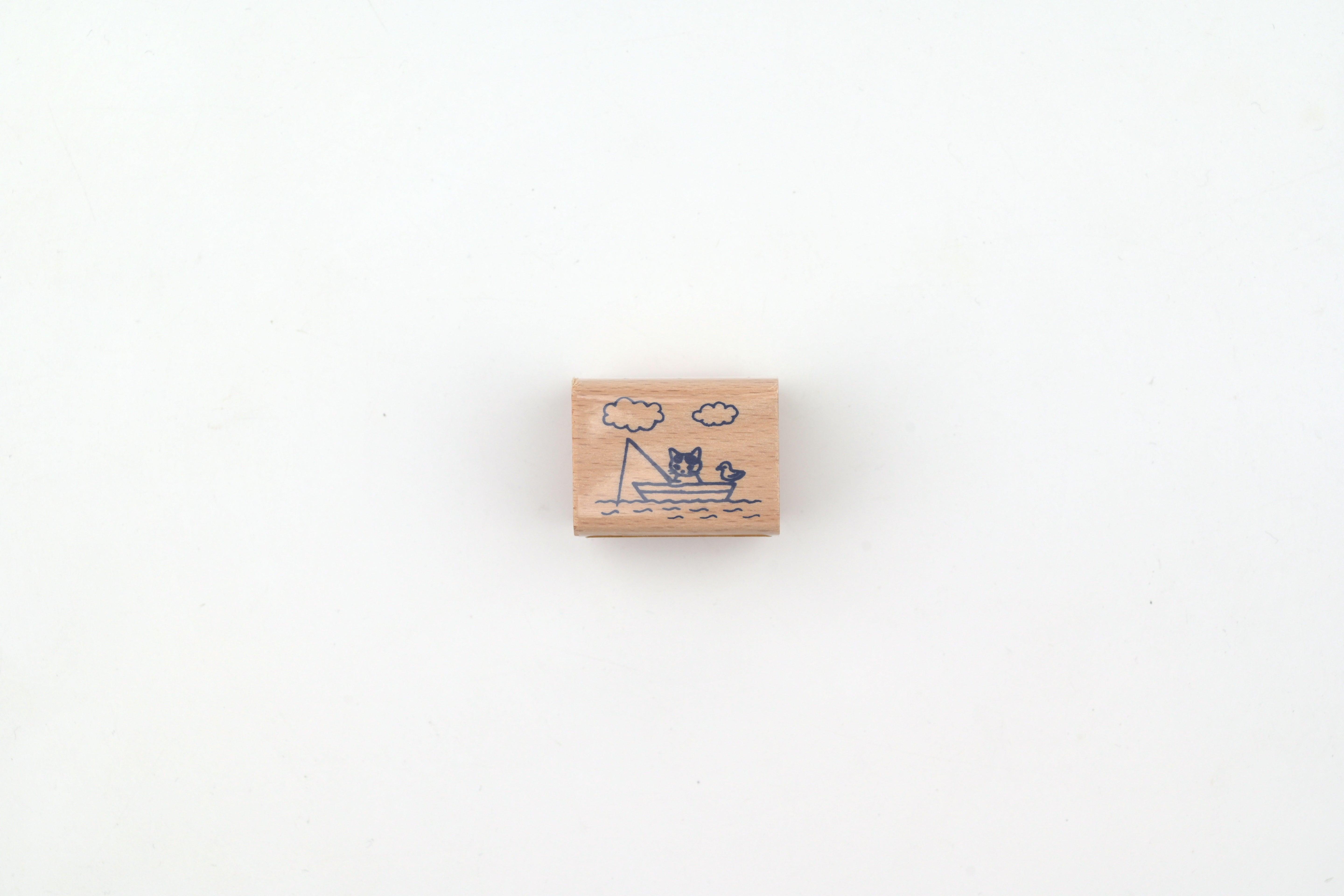 Pottering Cat Wooden Stamp - Small - Boat