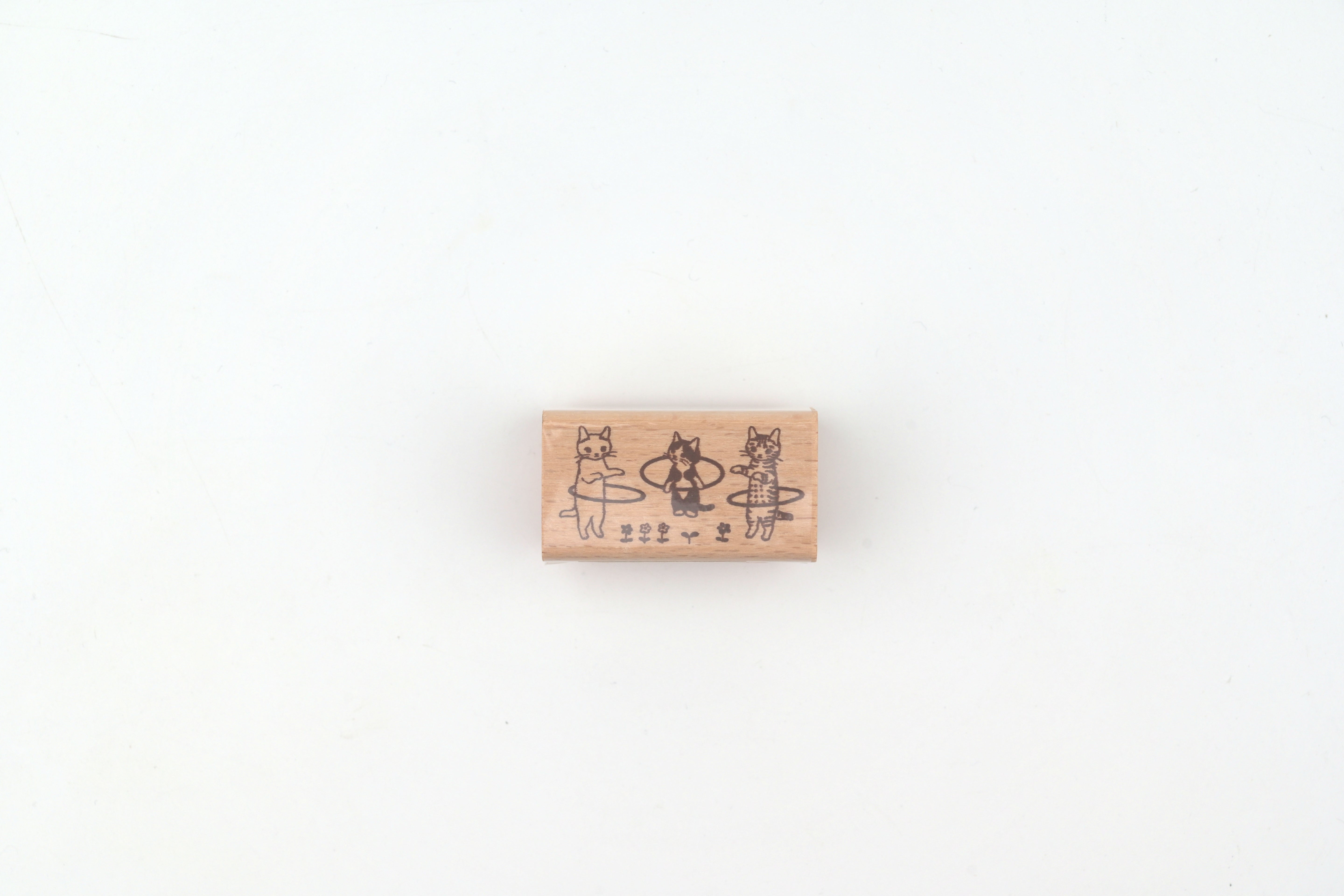 Pottering Cat Wooden Stamp - Large - Hula Hoop