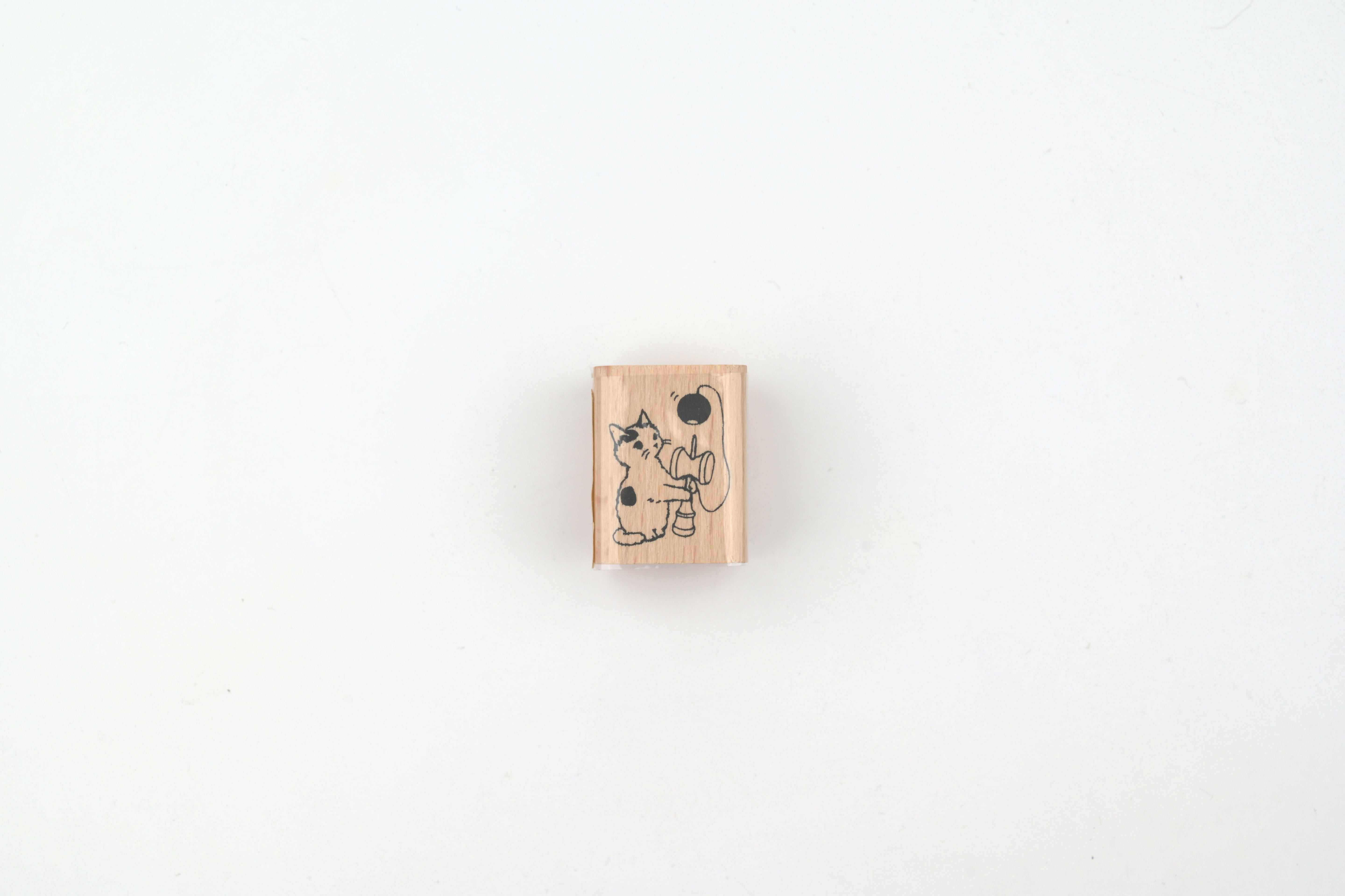Pottering Cat Wooden Stamp - Small - Kendama