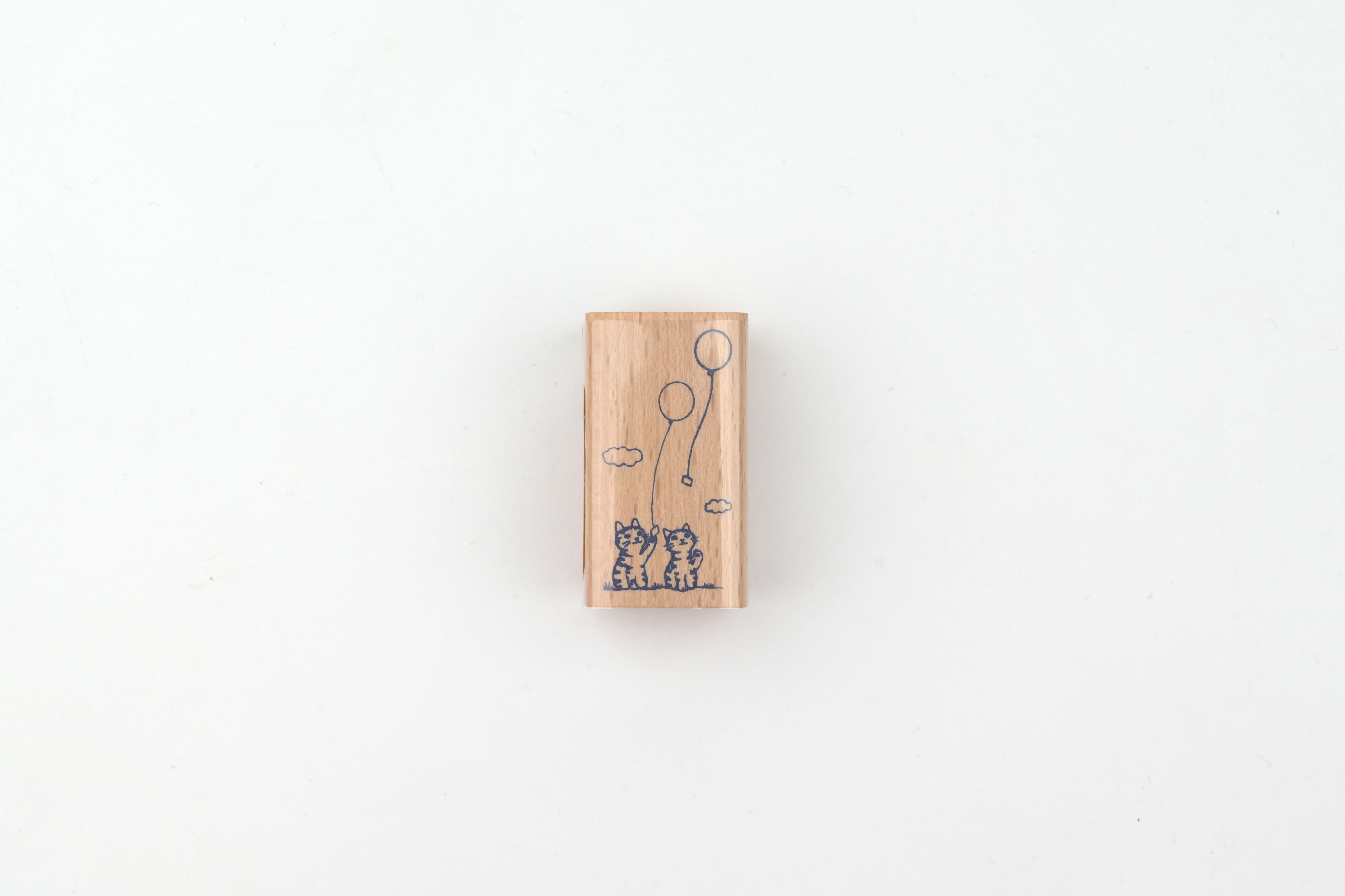 Pottering Cat Wooden Stamp - Large - Balloon