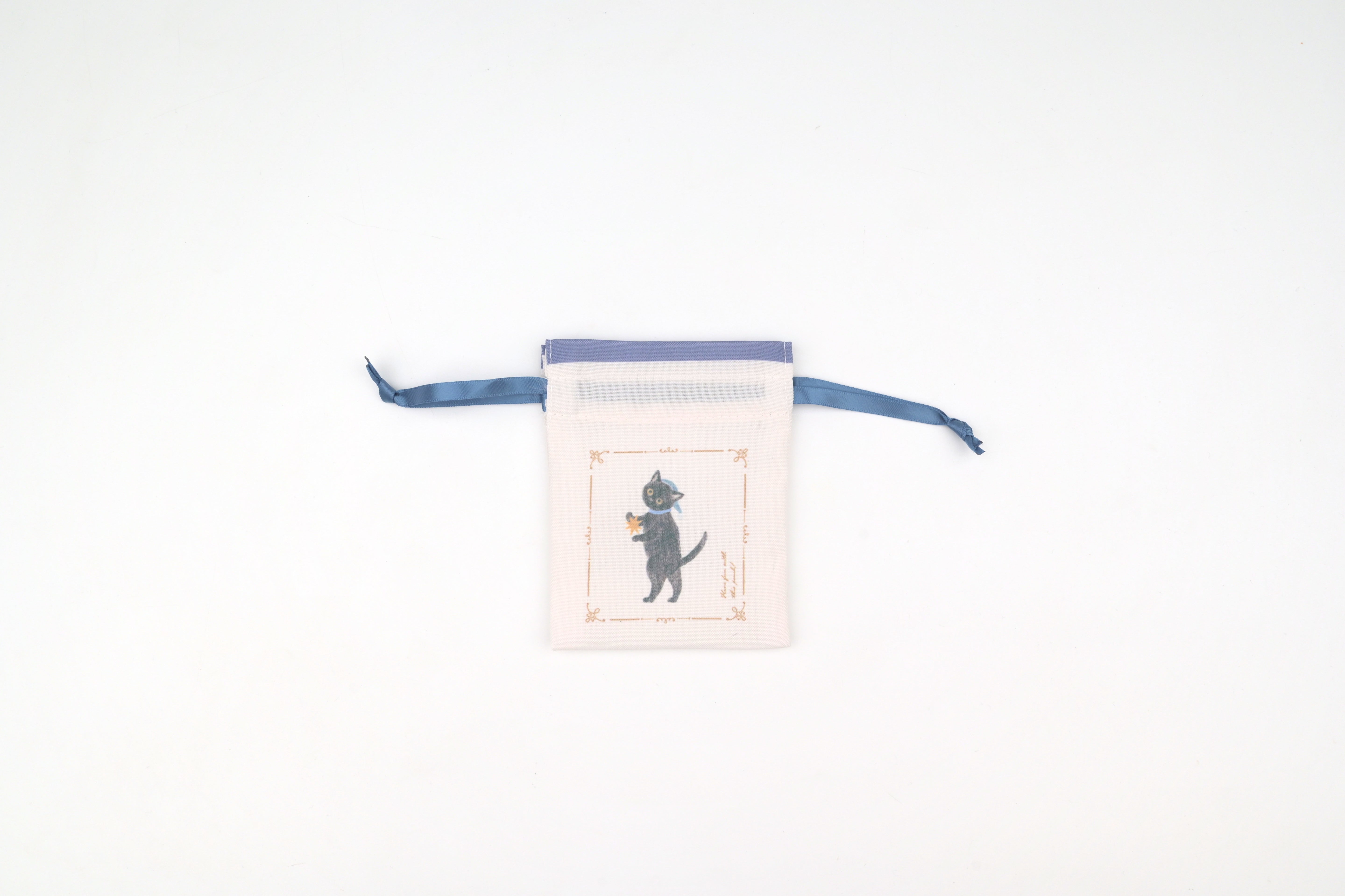 NB Mini Drawstring Pouch - Ressa - The Cat Who Stays Up Late