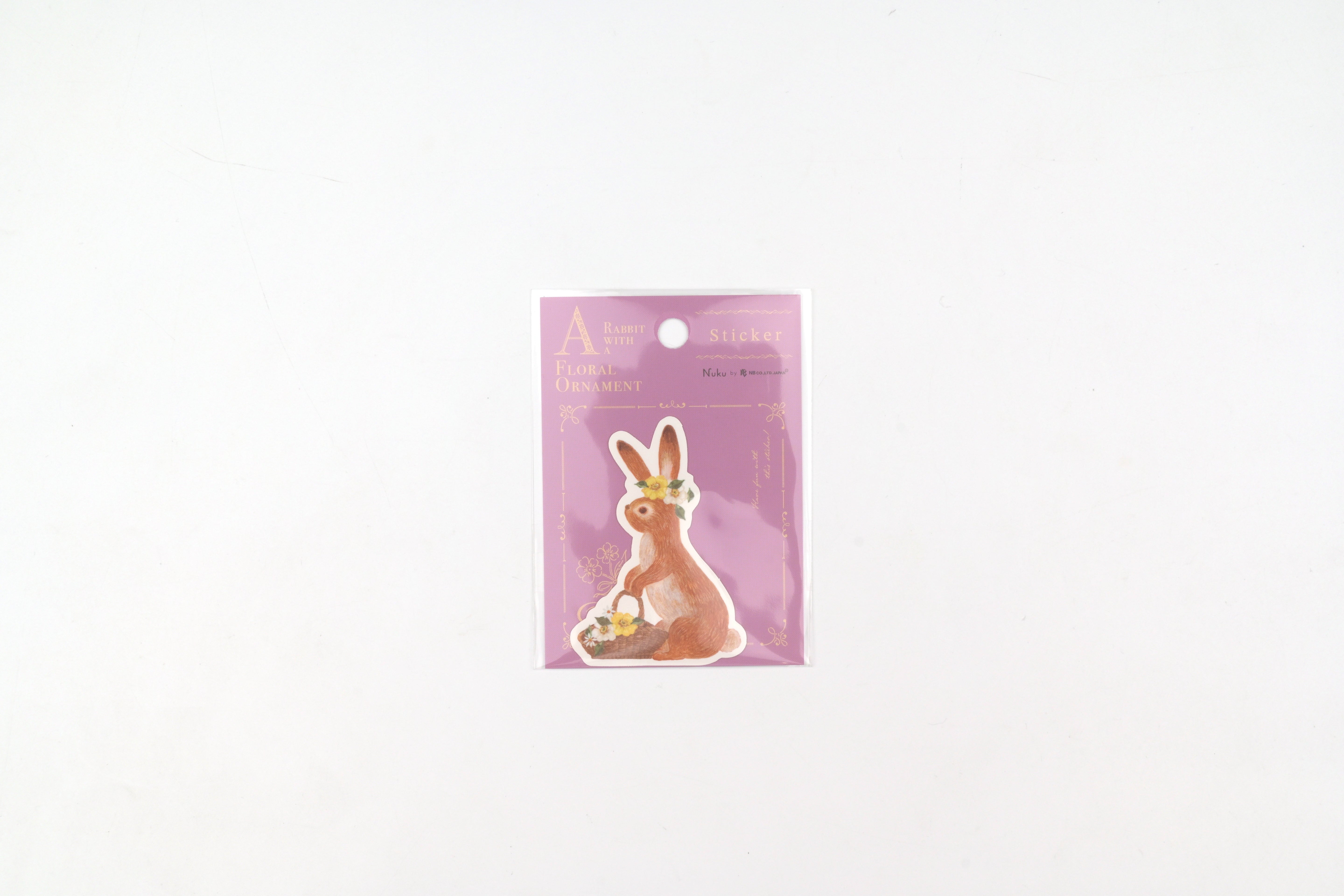 NB Die-cut Sticker - Ressa - A Rabbit with a Floral Ornament