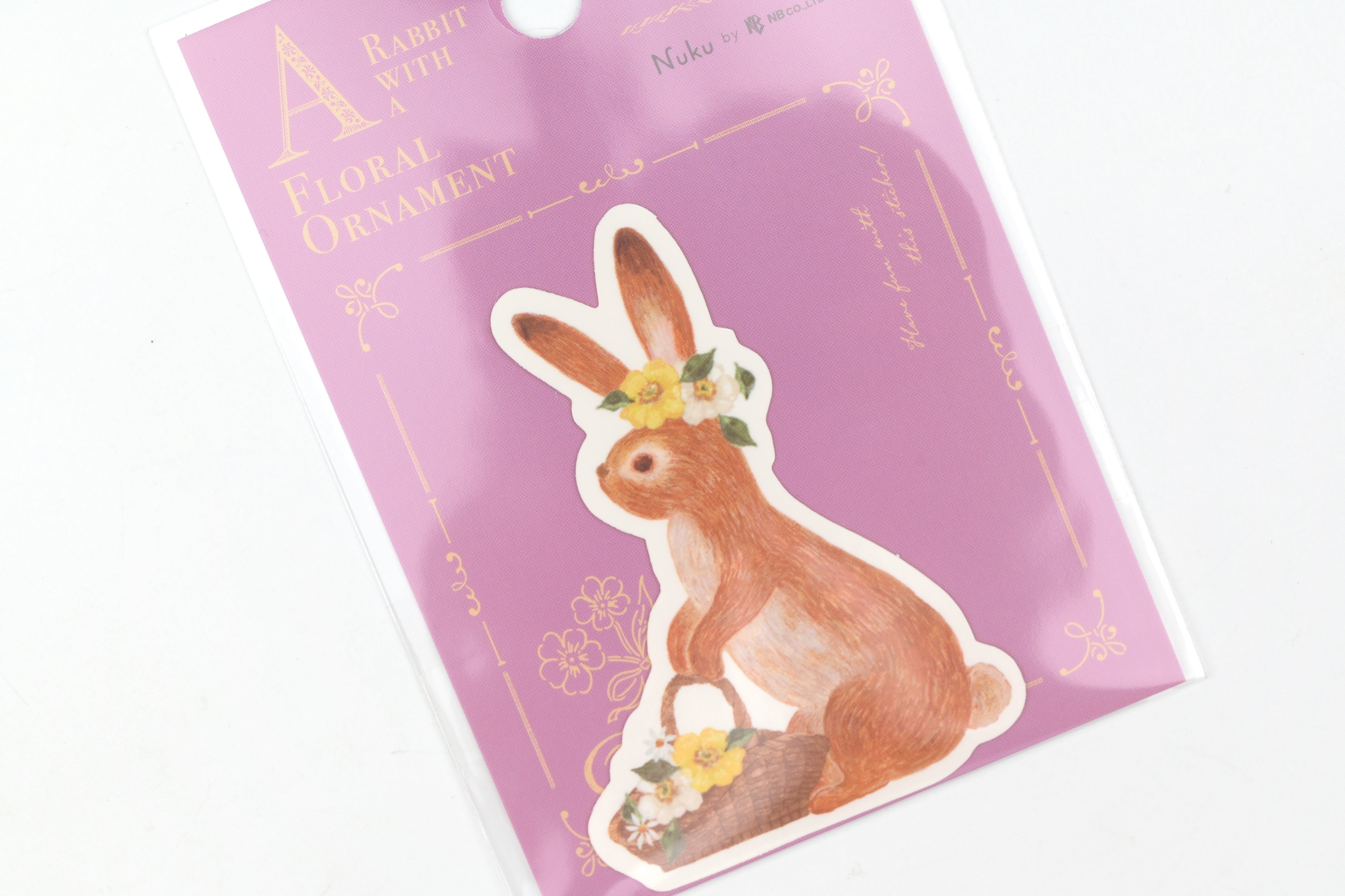 NB Die-cut Sticker - Ressa - A Rabbit with a Floral Ornament