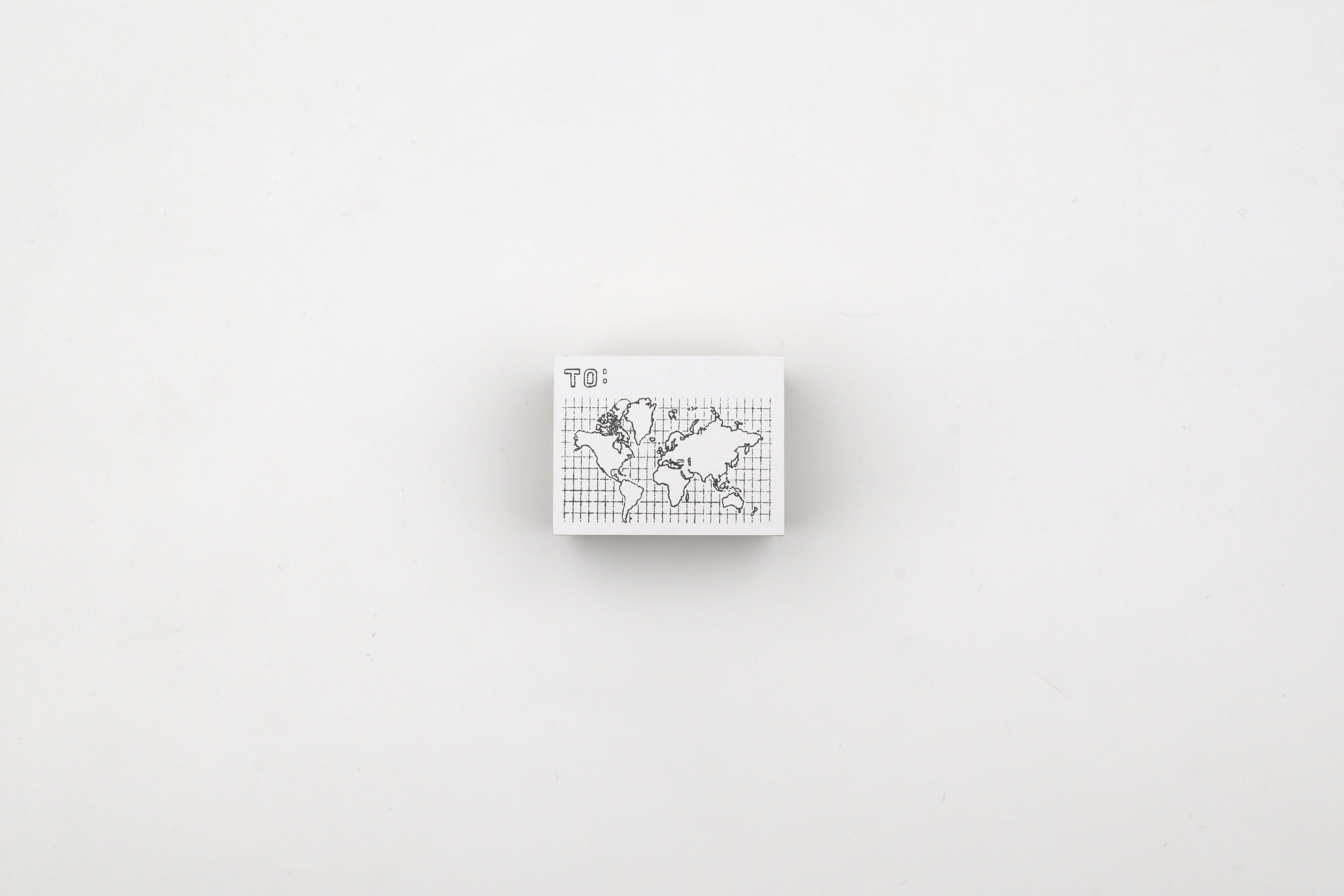 LCN Wooden Rubber Stamp - World Map