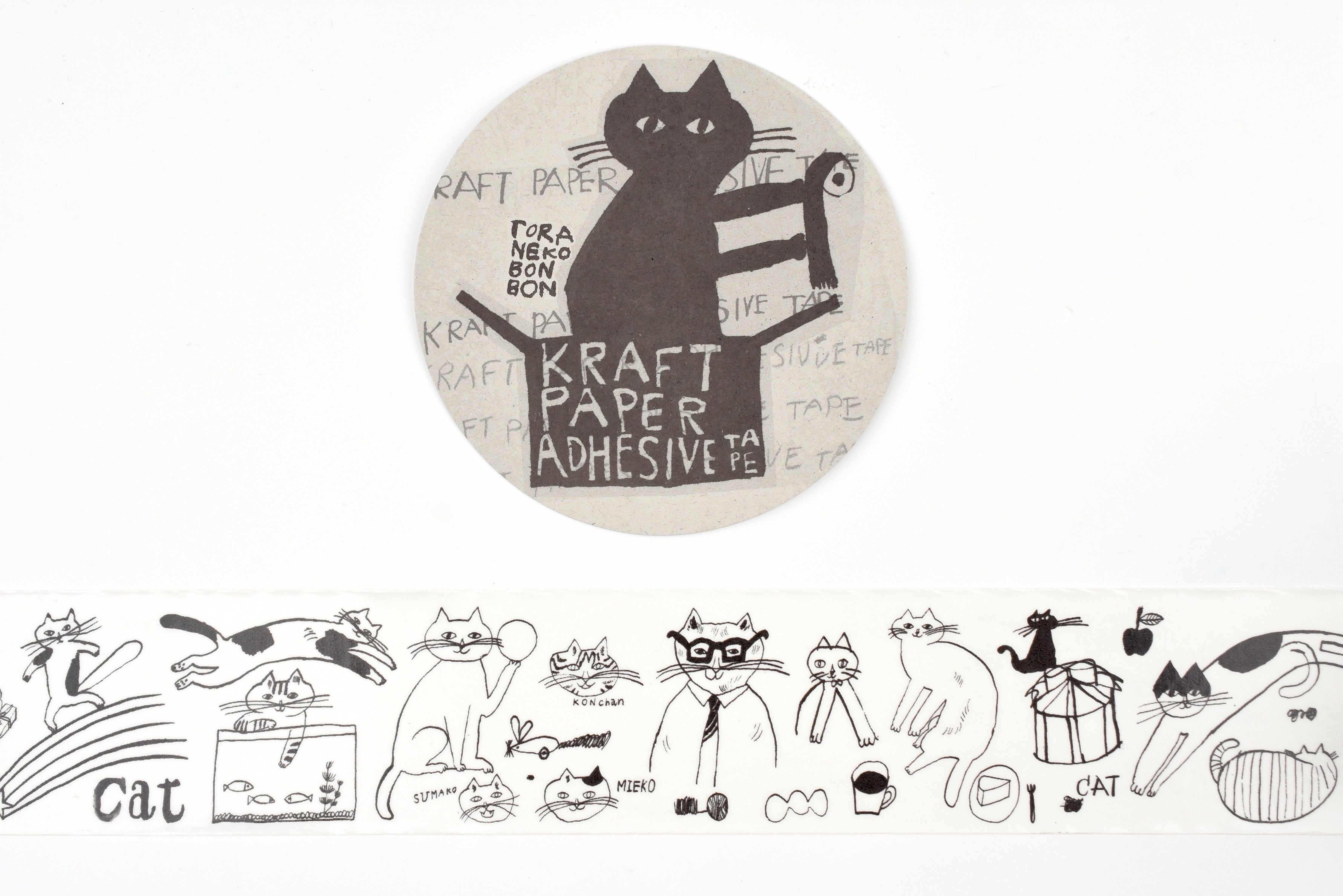 Classiky - Toraneko Bonbon Kraft Paper Adhesive Tape - Cat