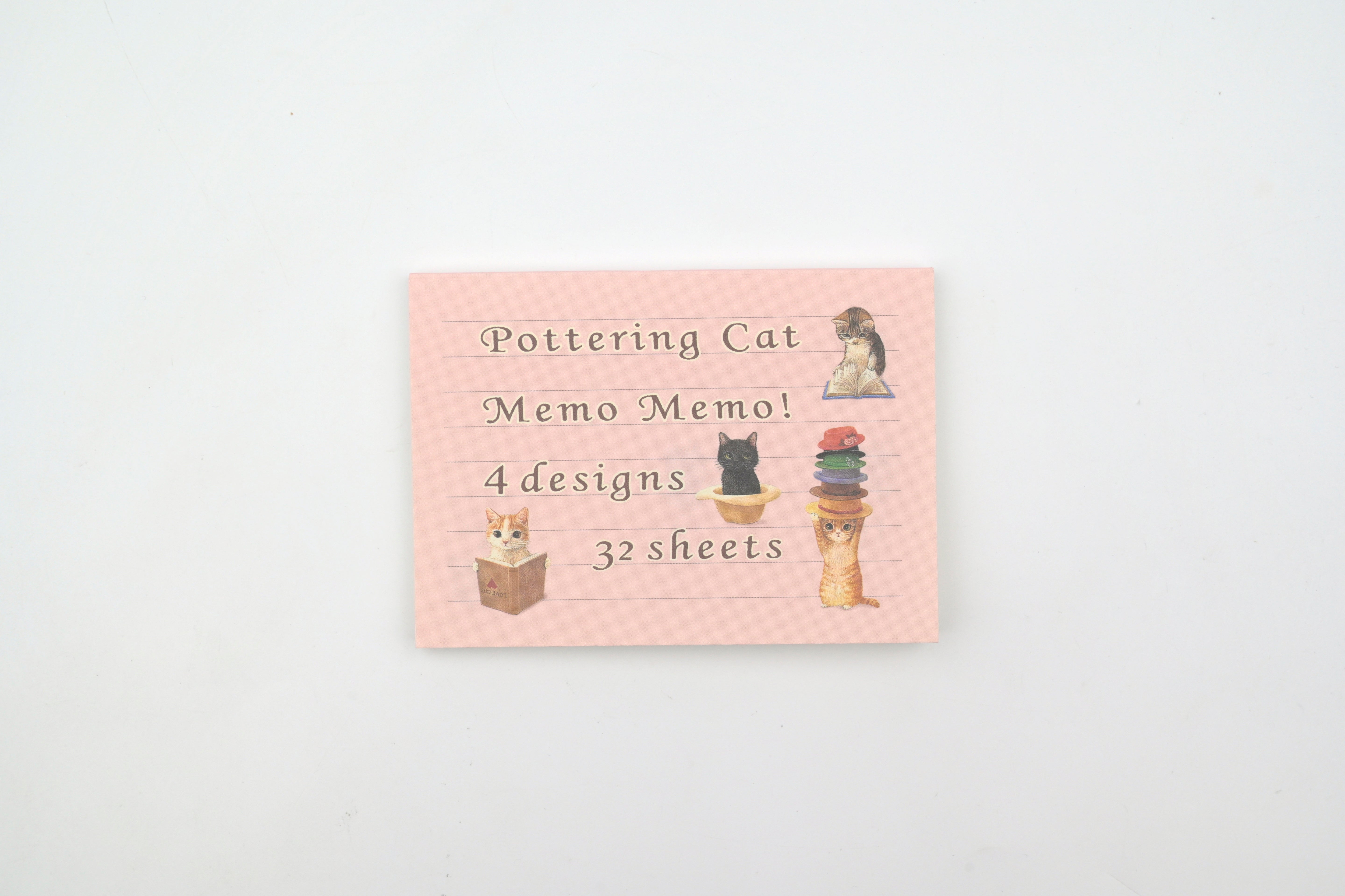Pottering Cat Memo Pad - Hat and Reading