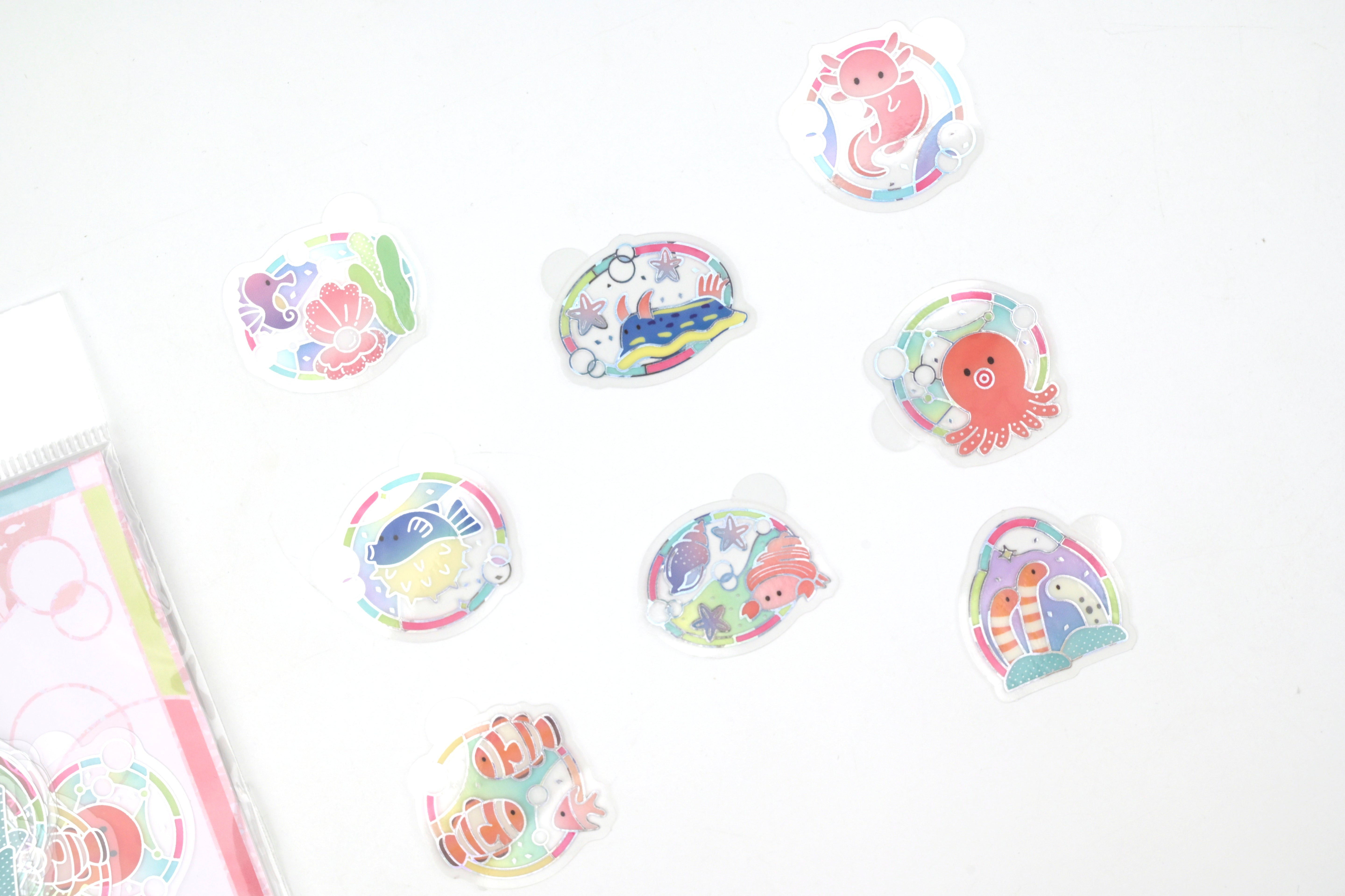 SAIEN Clear Flake Stickers - Shiny Aquarium - Peaceful Sea