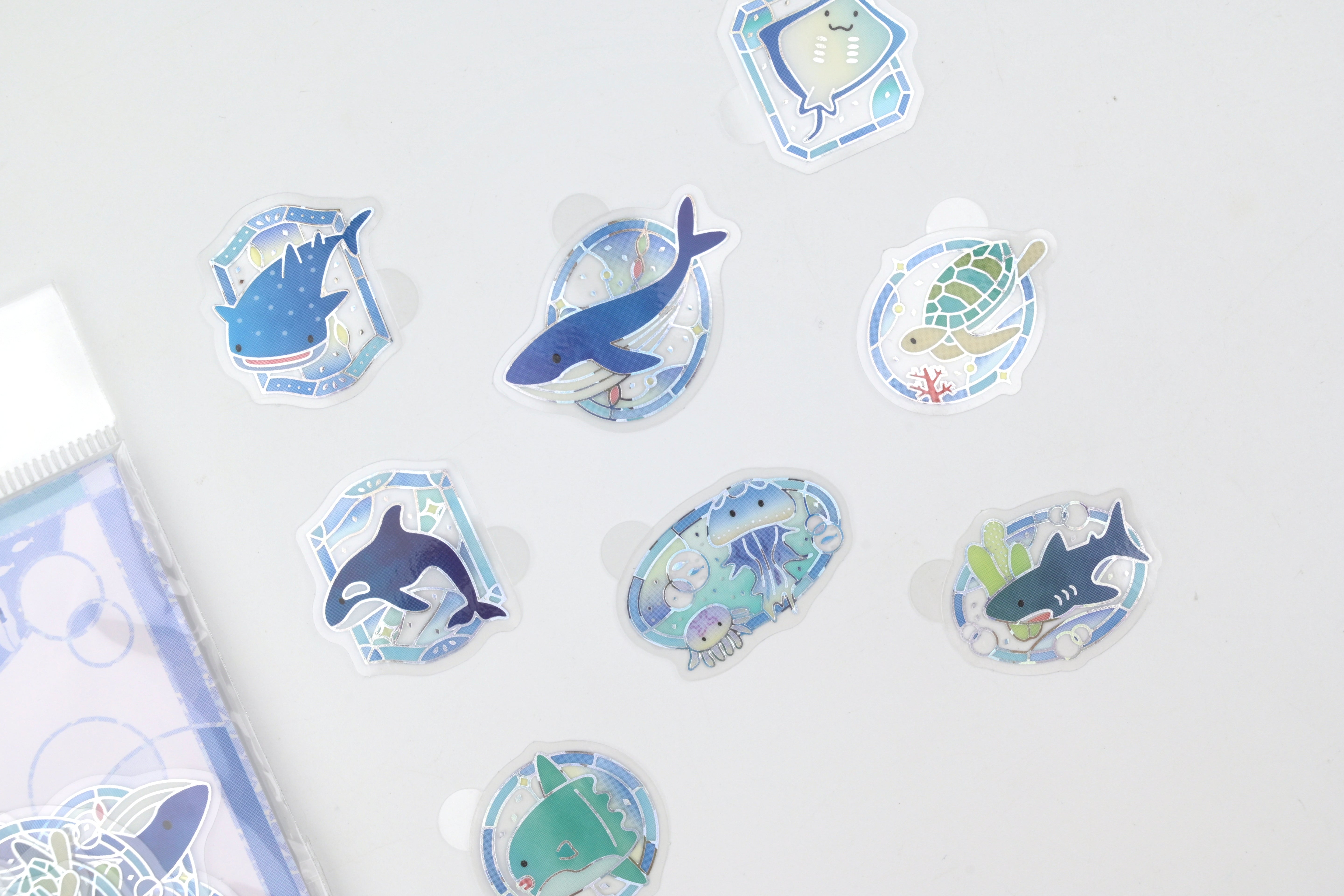 SAIEN Clear Flake Stickers - Shiny Aquarium - Dynamic Ocean