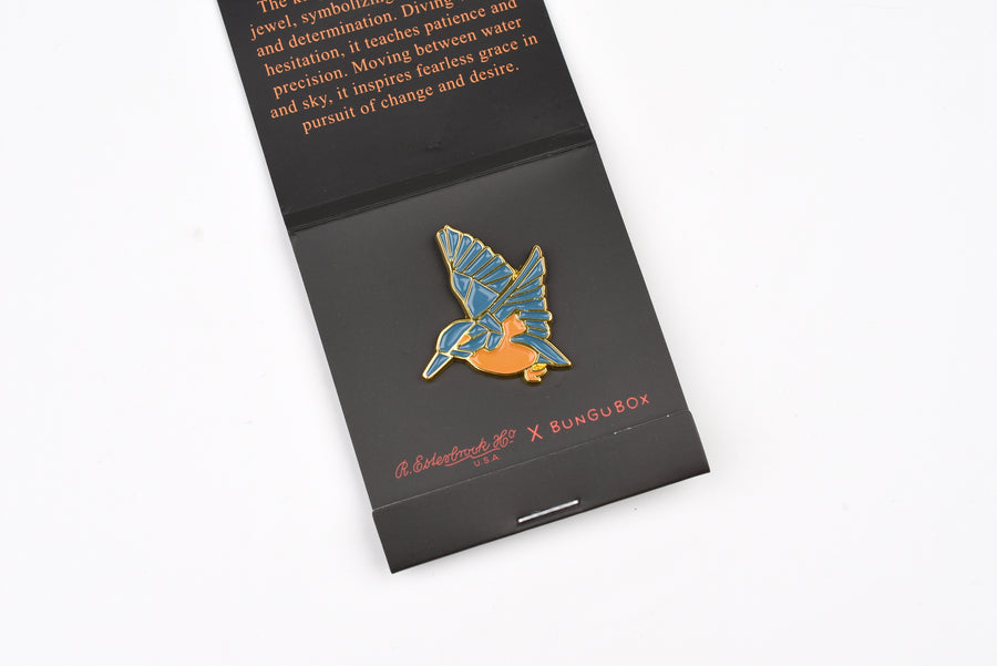 Esterbrook x BUNGUBOX Enamel Pin - Kachofugetsu Collection - Kingfisher - Limited Edition