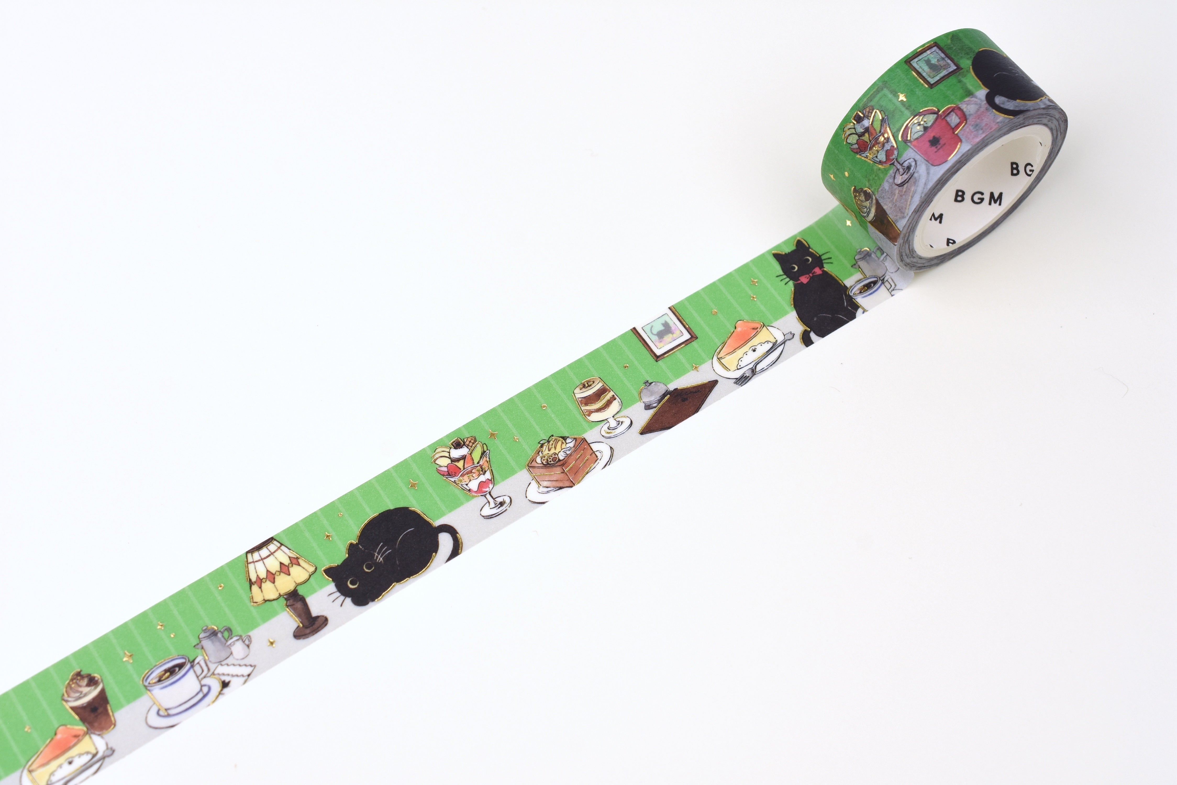 BGM Washi Tape - Foil Stamping - Cafe Black Cat - Cafe Table