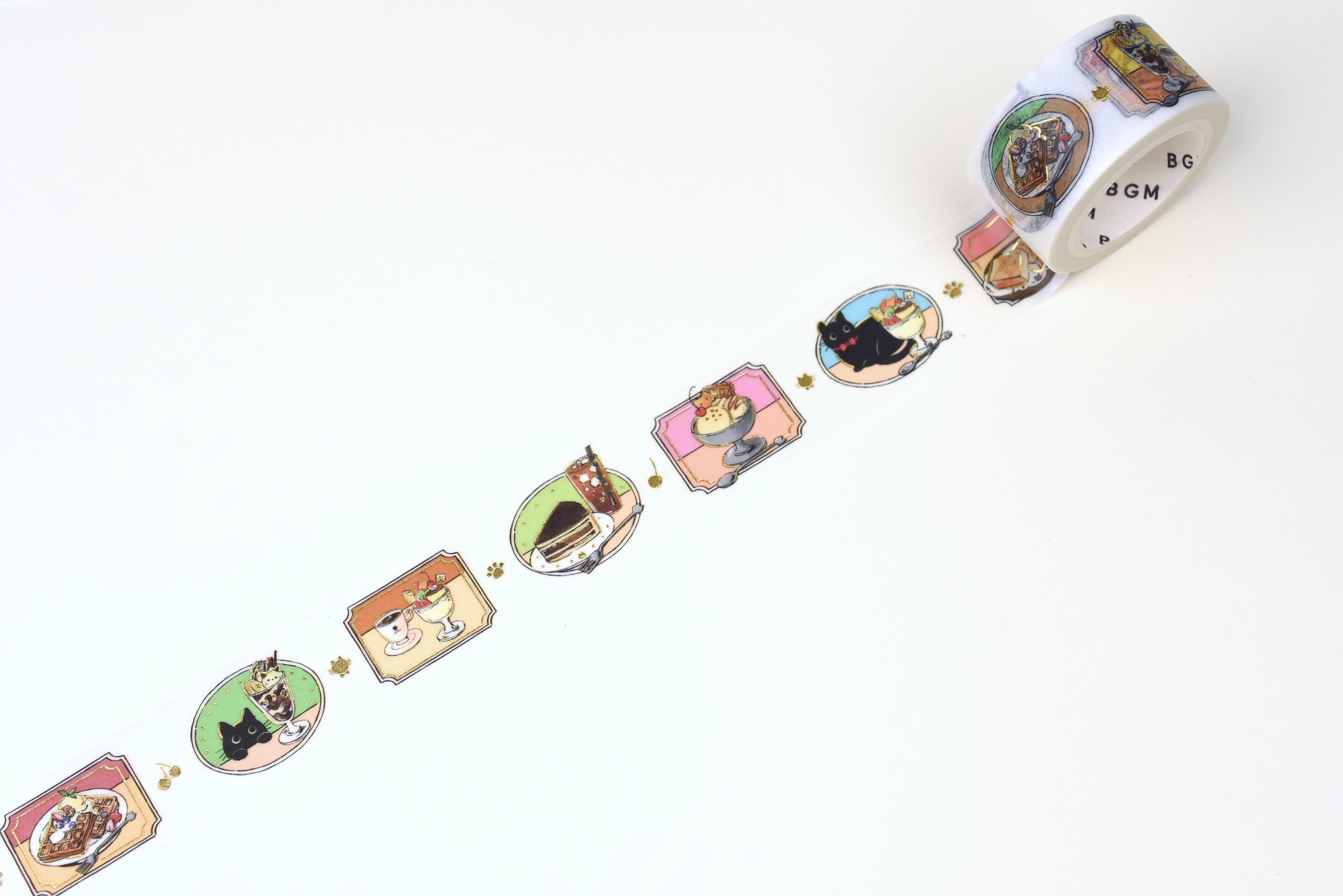 BGM Washi Tape - Foil Stamping - Cafe Black Cat - Today's Menu