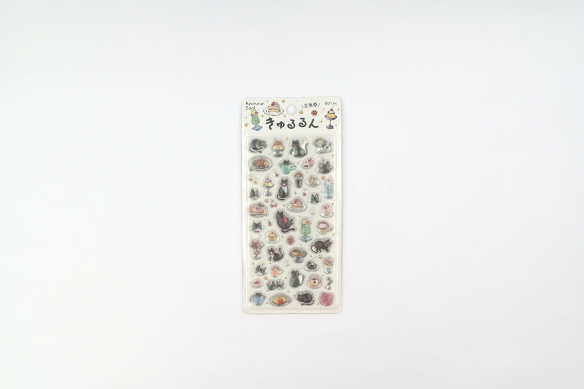 BGM 3D Sticker Sheet - Kyururun - Black Cat Cafe