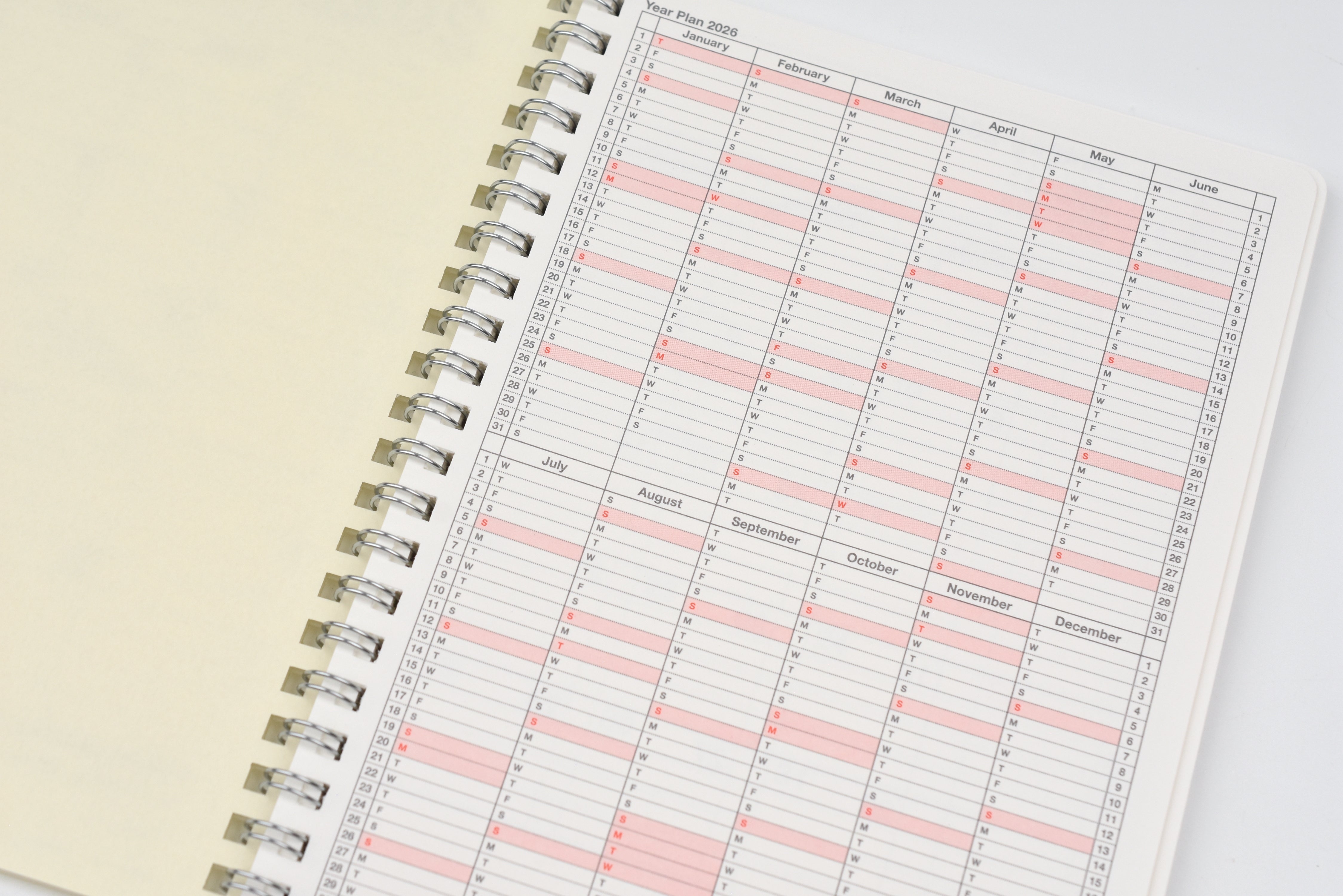 Mark's 2026 Notebook Calendar - Vertical - Monthly Block - B6