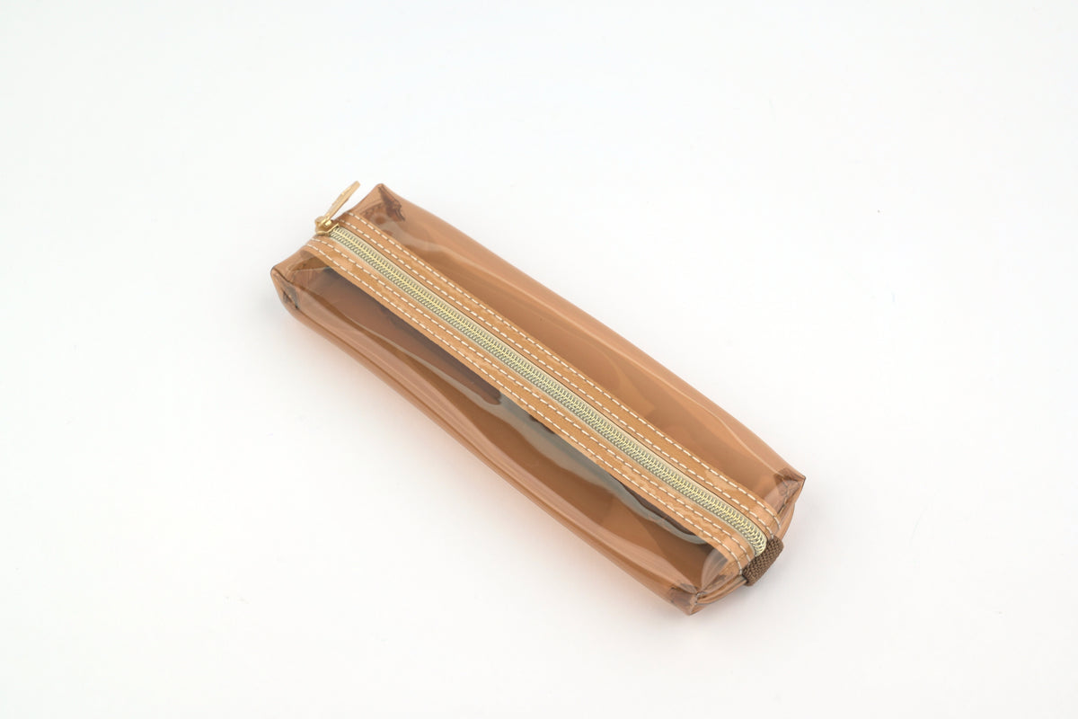 Midori Book Band Pen Case - Transparent Brown x Brown
