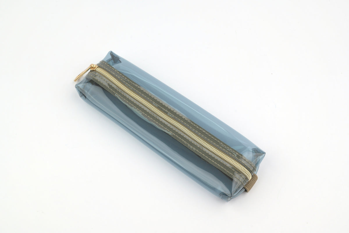 Midori Book Band Pen Case - Transparent Navy x Khaki
