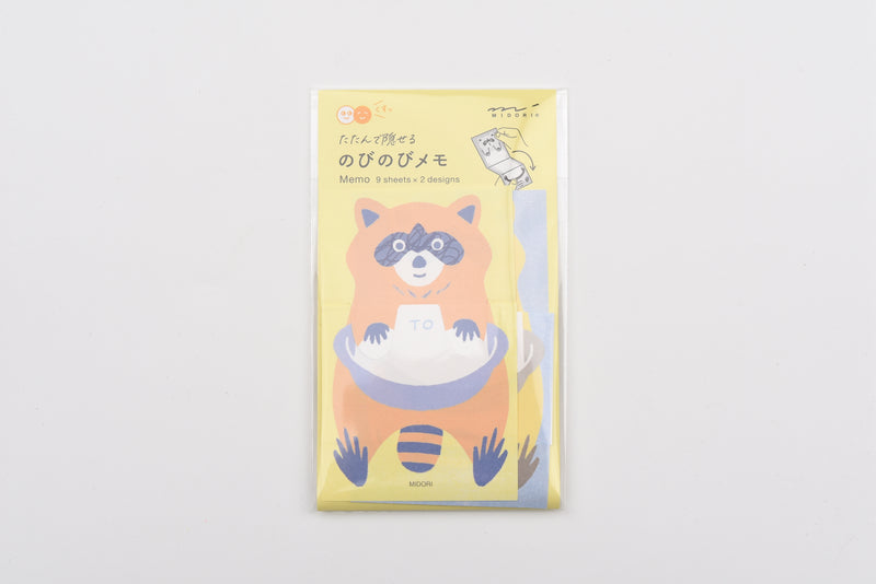 Midori Memo Pad - Stretchy Raccoon