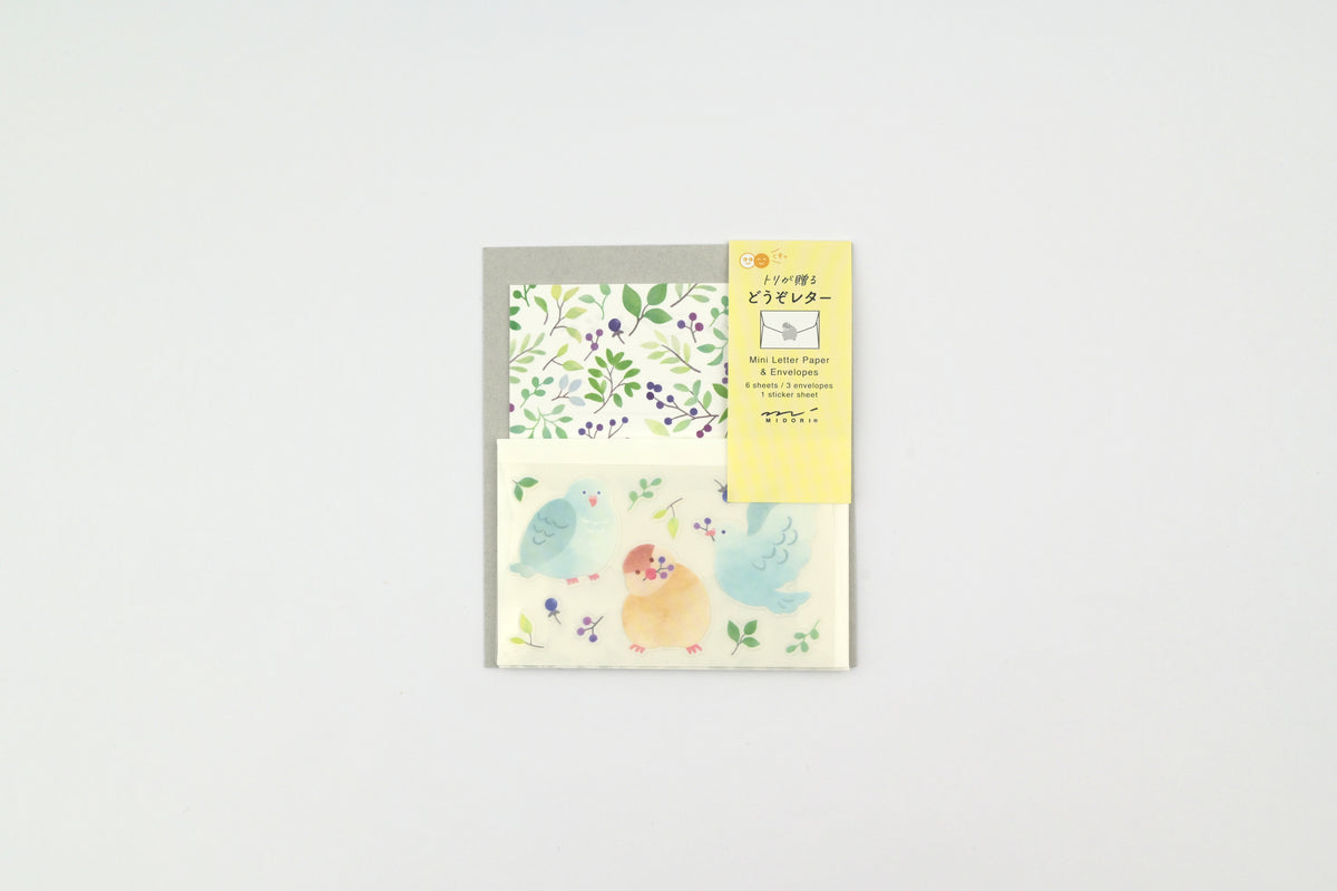Midori Mini Letter Set with Stickers - For You - Bird