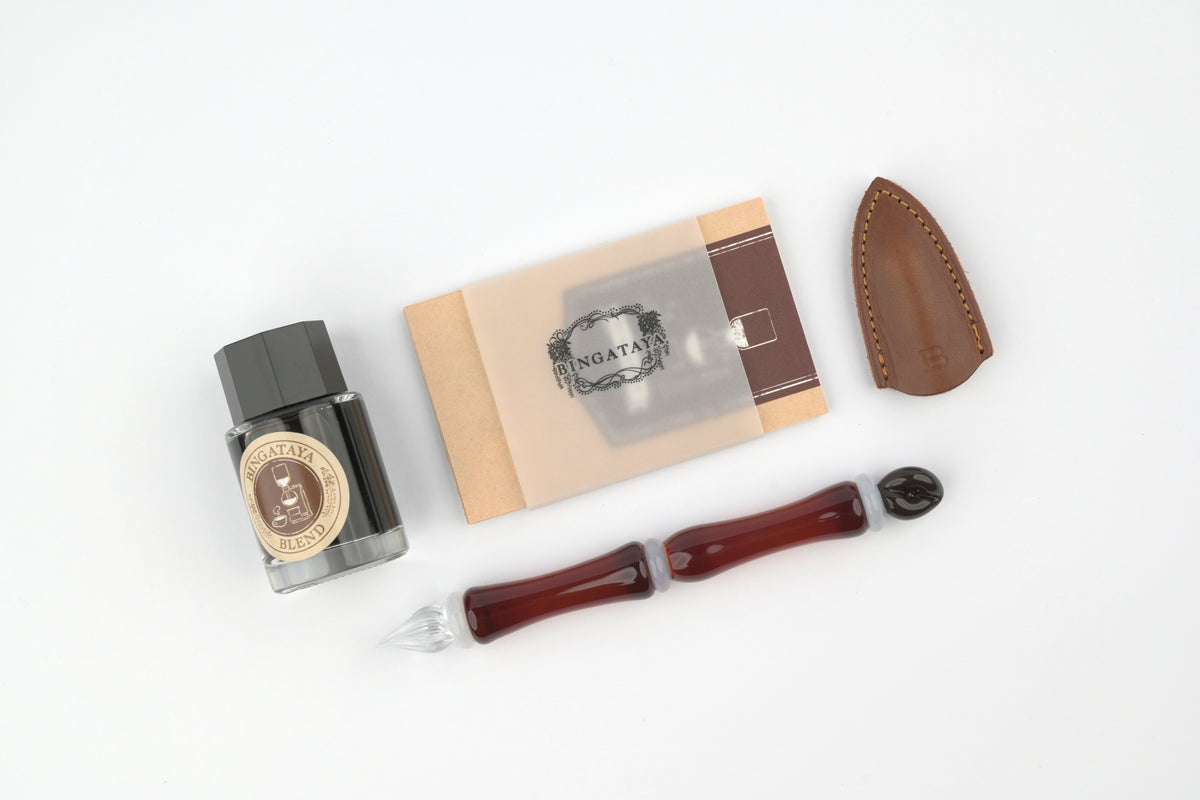 BINGATAYA Glass Dip Pen Set - Brown