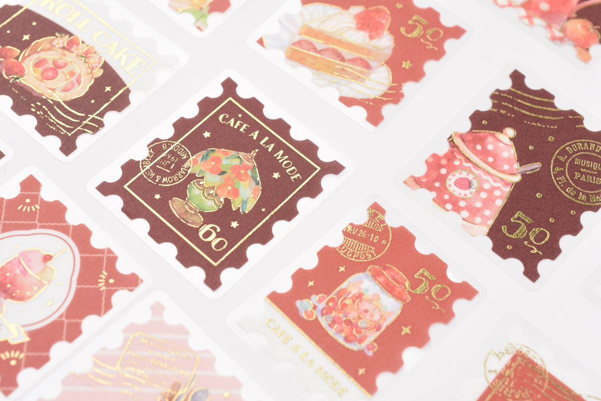 BGM Flake Sticker - Foil Stamping - Cafe A La Mode - Post Office - Red
